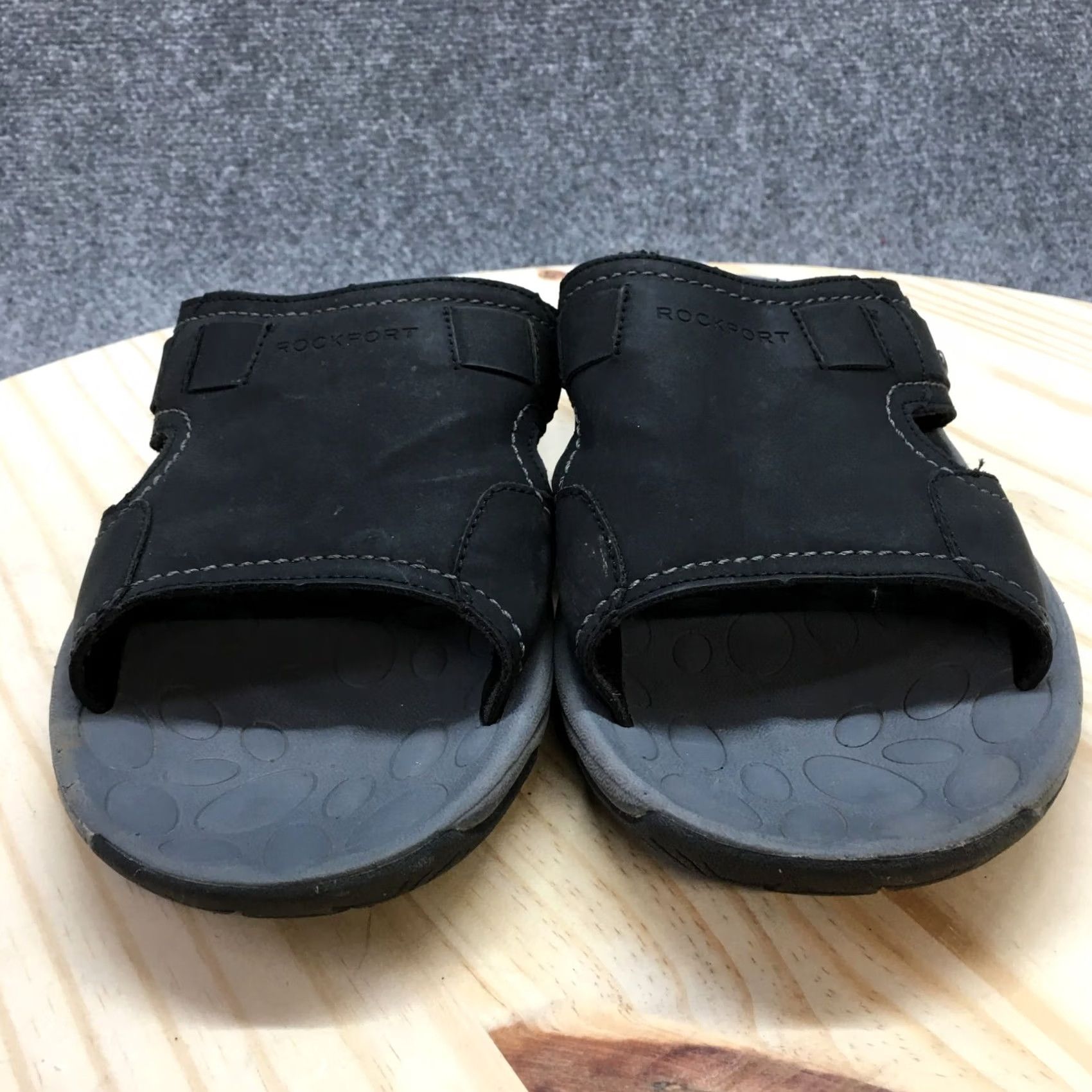 Rockport Rockport Sandals Womens 11 Hayes Slide Black Faux Leather Slip On Comfort Flats Size US 11 / IT 41 - 4 Thumbnail