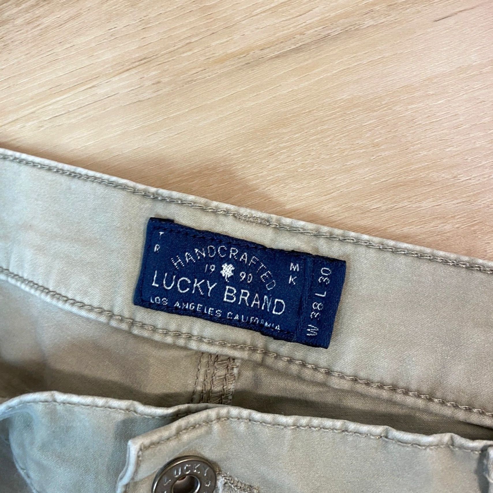 Lucky Brand Lucky Brand 121 Heritage Slim 5 Pocket Pants Mens 38x30 Khaki Beige Cotton Blend Slim Chinos Casual Workwear Size US 38 / EU 54 - 2 Thumbnail