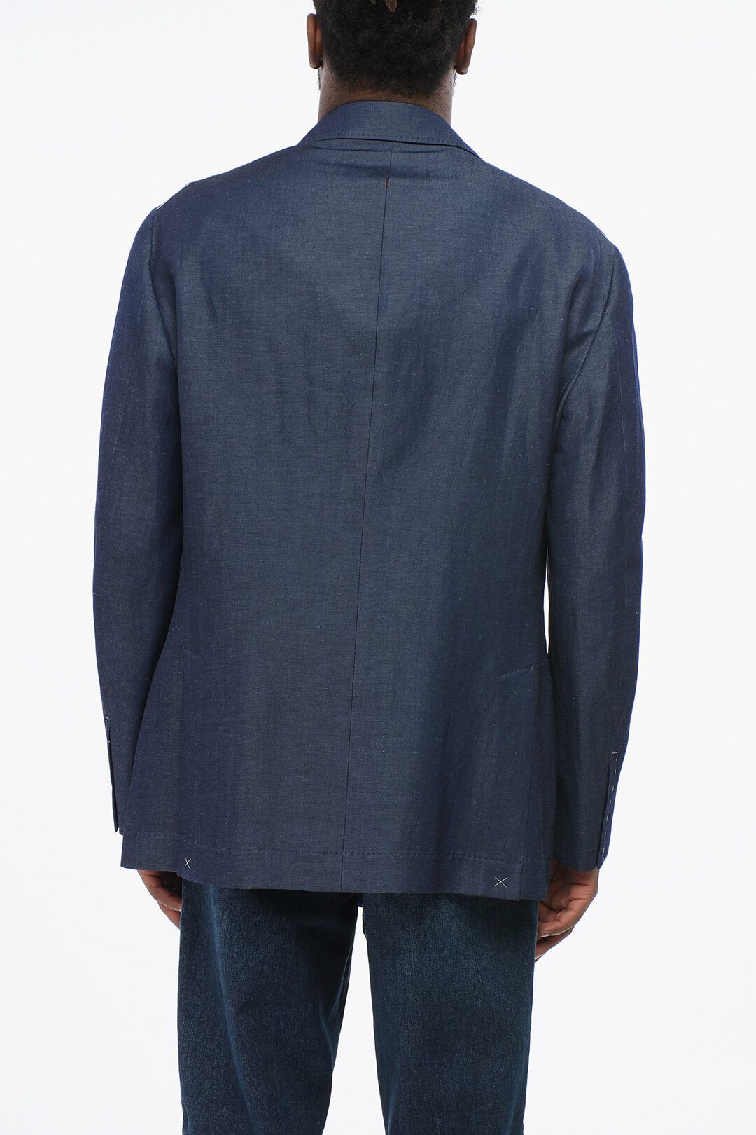 Brunello Cucinelli og1mm0725 Double-breasted Linen Blend Blazer in Blue Size US XL / EU 56 / 4 - 2 Thumbnail