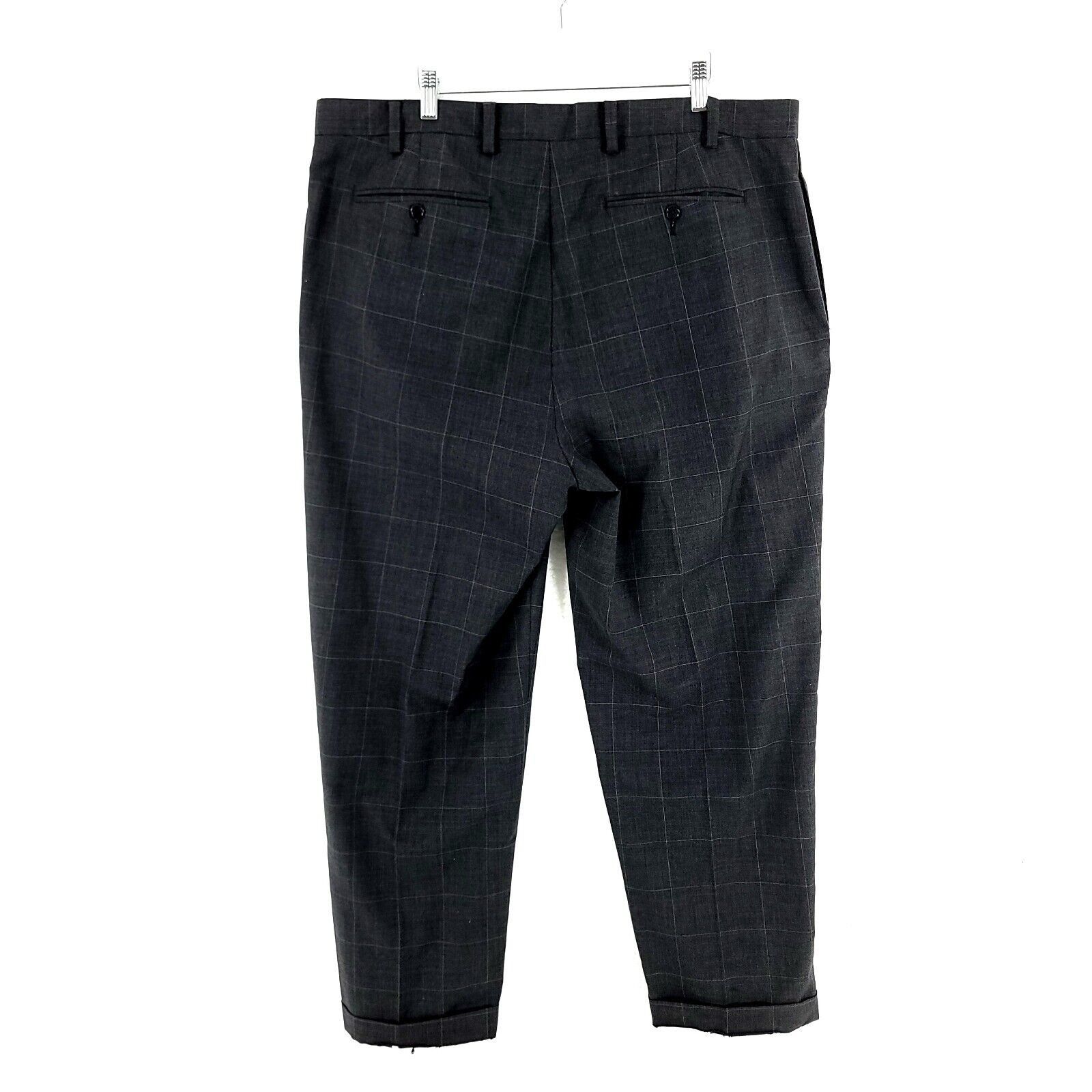 Nautica DAMAGED Nautica Rigger Wool Polyester Gray Windowpane Pleate Size 40R - 4 Thumbnail
