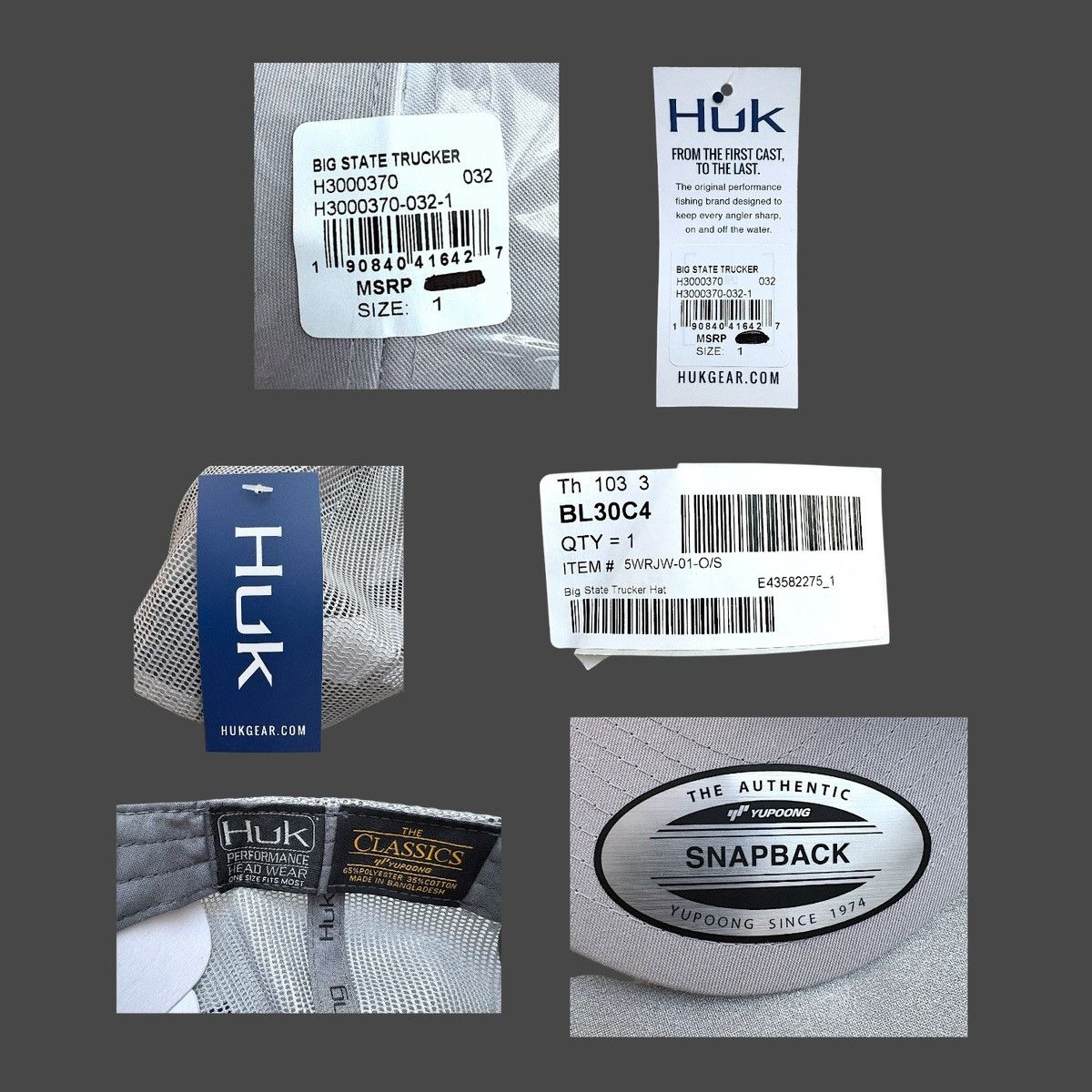 Other Huk Men’s Big State Grey Trucker Hat Sz OS Size ONE SIZE - 7 Thumbnail