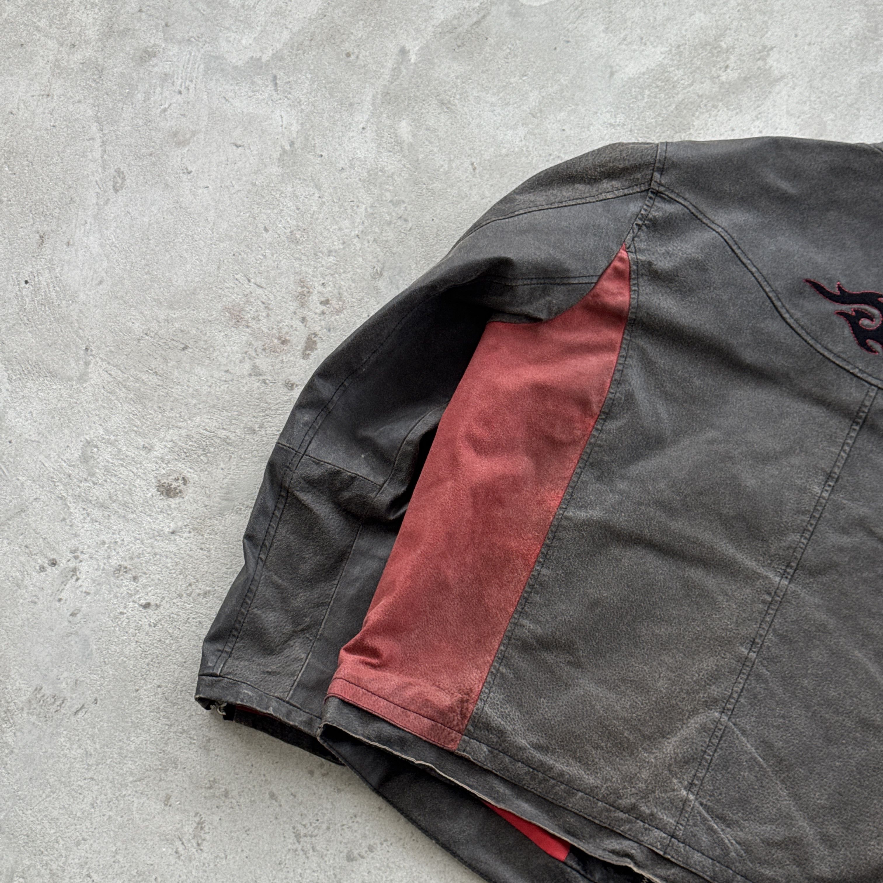 Vintage Vintage Cyber Biker Canvas Jacket Gray Red Tribal Size M L Size US M / EU 48-50 / 2 - 7 Thumbnail