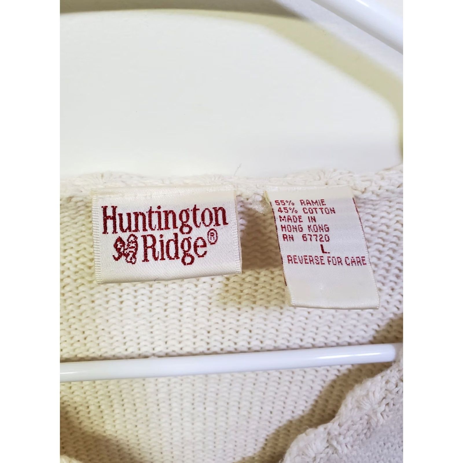 Vintage VINTAGE Huntington Ridge Cardigan Sweater Women's L White Floral Puff Sleeve 1990s Crochet Beaded Embroidered Knit Cardigan Size L / US 10 / IT 46 - 2 Thumbnail