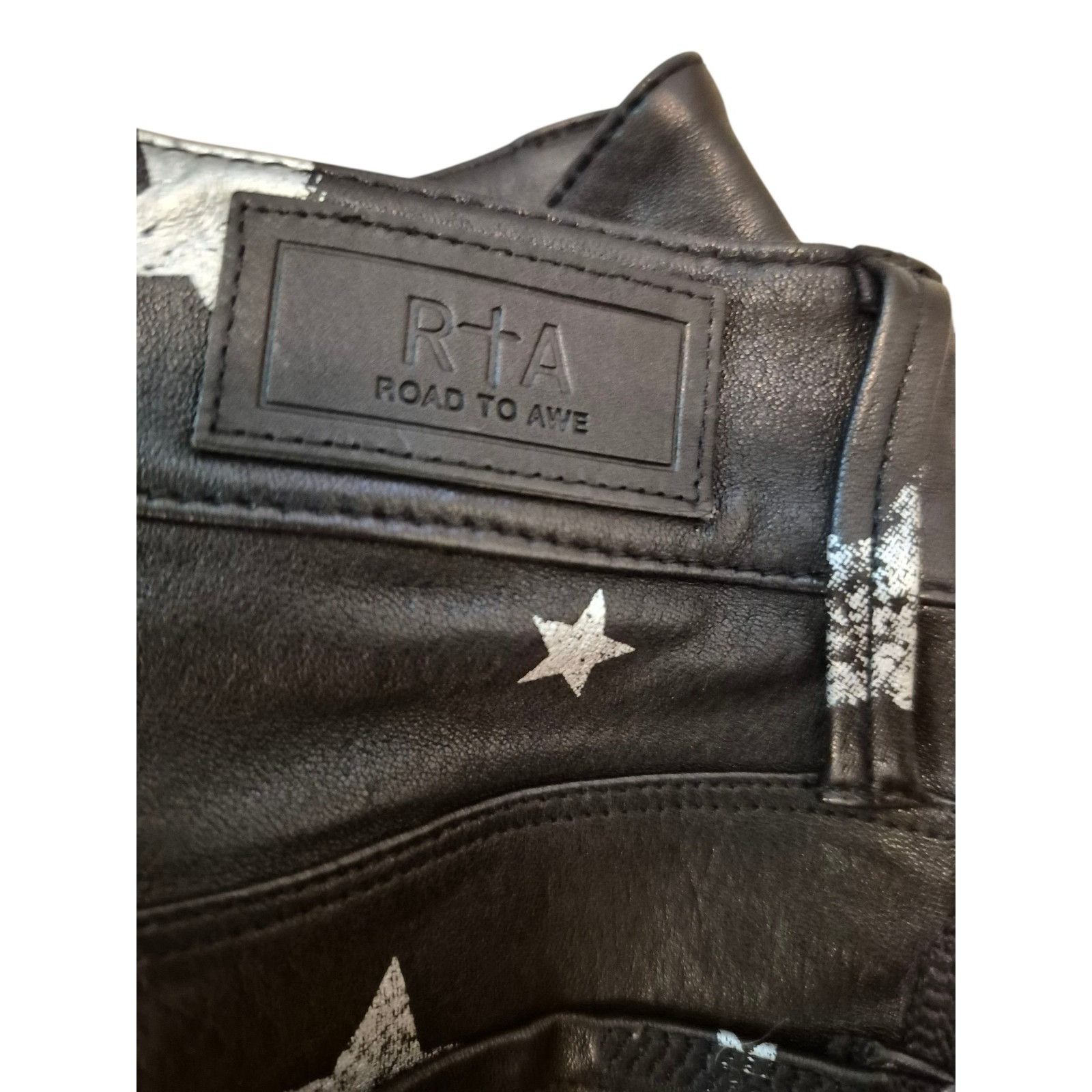 Rta RtA Prince Lambskin Leather Pants Star Print Skinny Stretch Size 24" / US 00 / IT 34 - 10 Thumbnail