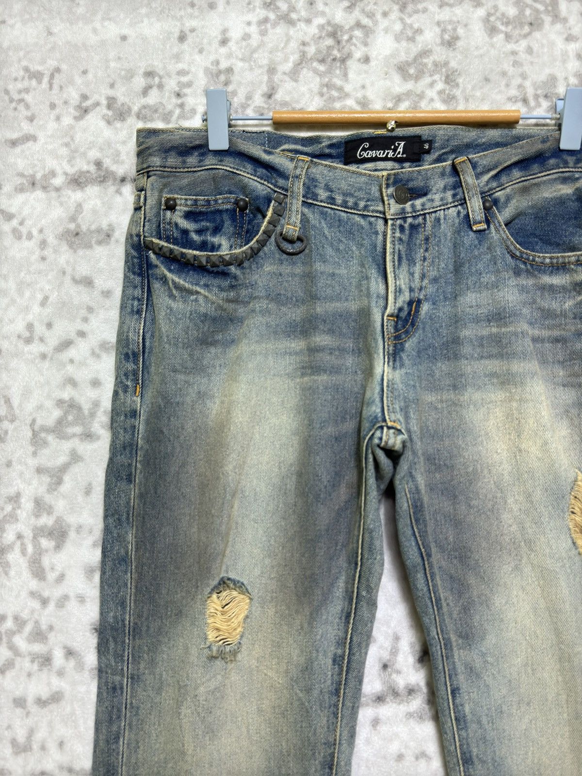 Vintage CavariA Distressed Mud Wash Whiskered Vkei jeans