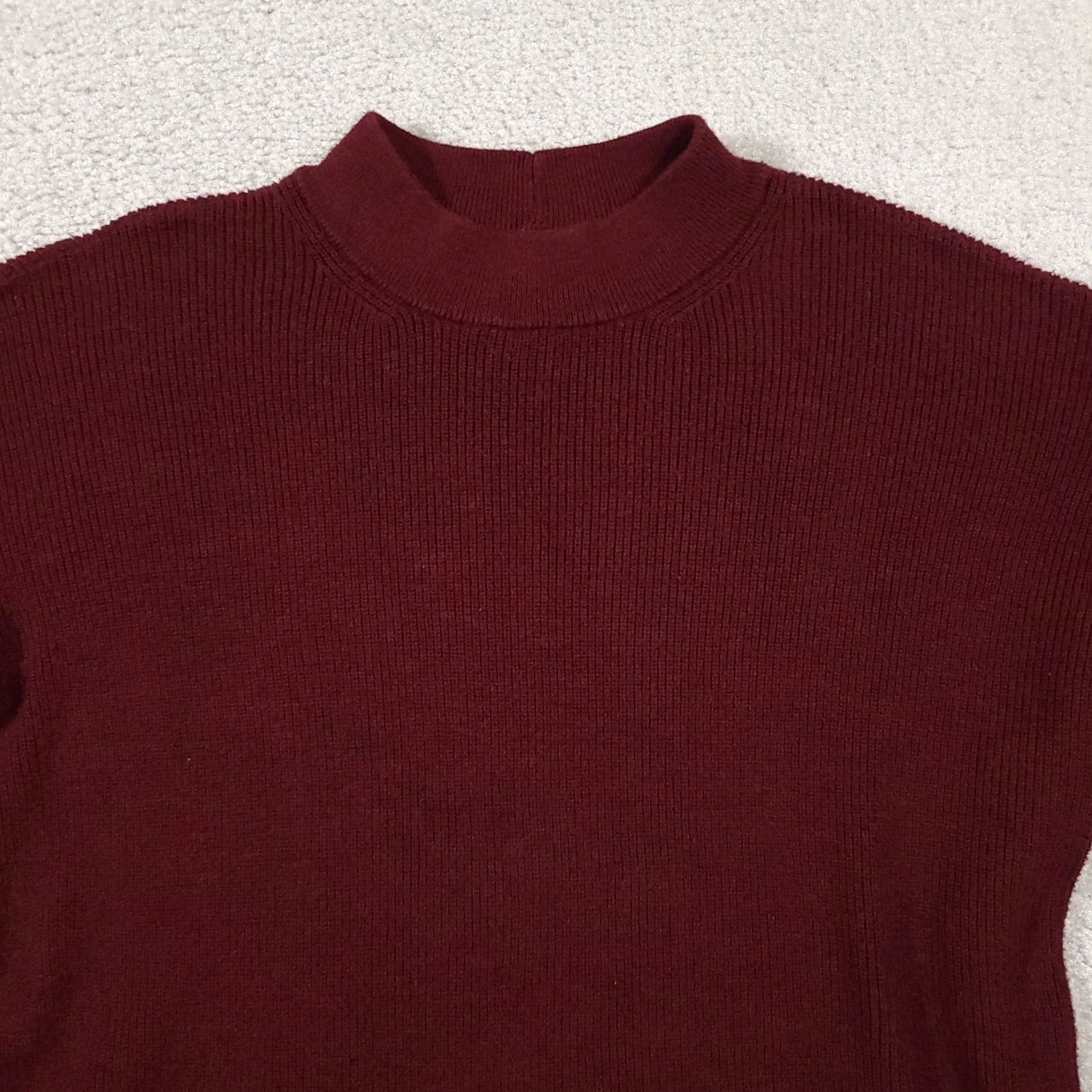 American Eagle Outfitters American Eagle Outfitters Sweater Women's XS Burgundy Mock Neck Pullover Casual Knit Lightweight Long Sleeve Size XS / US 0-2 / IT 36-38 - 3 Thumbnail