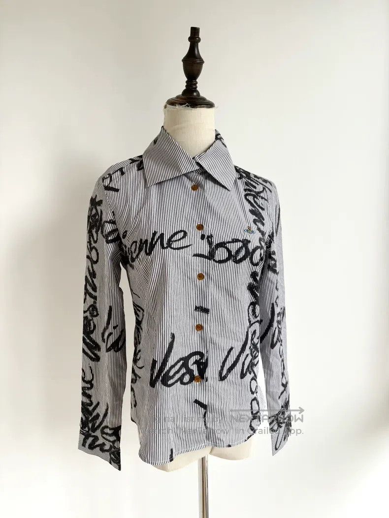 Vivienne Westwood Vivienne Westwood Vintage Black Striped Graffiti Shirt Size S / US 4 / IT 40 - 1 Thumbnail