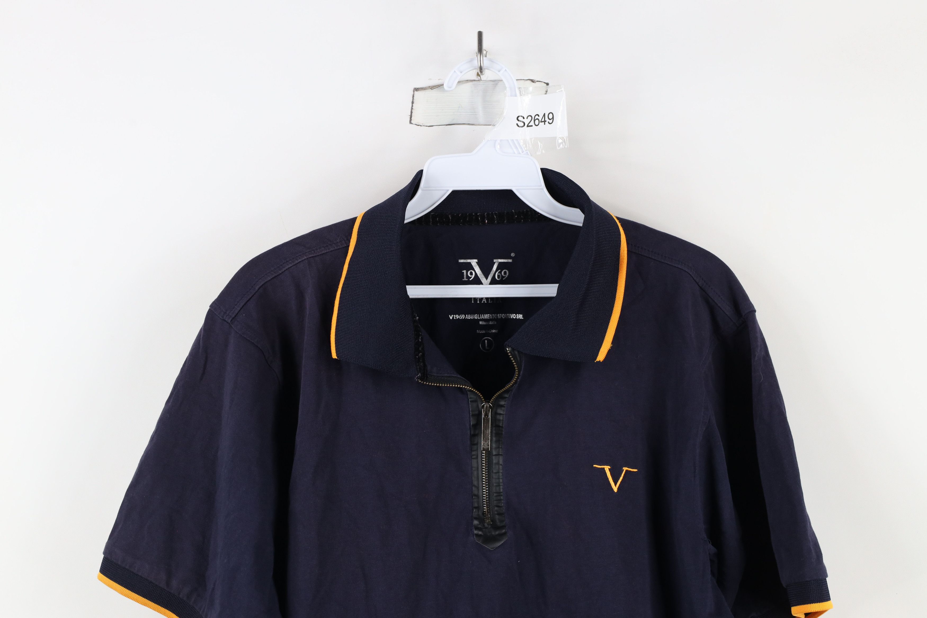Versace × Vintage V 1969 Italia Versace Half Zip Collared Polo Shirt Blue Size US L / EU 52-54 / 3 - 2 Thumbnail