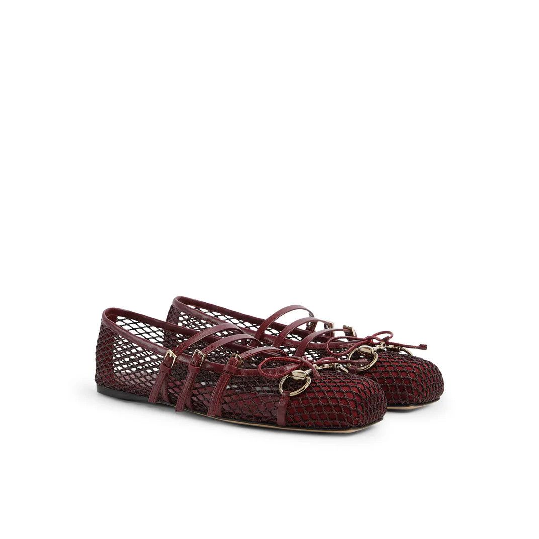 GUCCI $1130 Rosso Ancora Red Horsebit Ballet Flats New & Aut