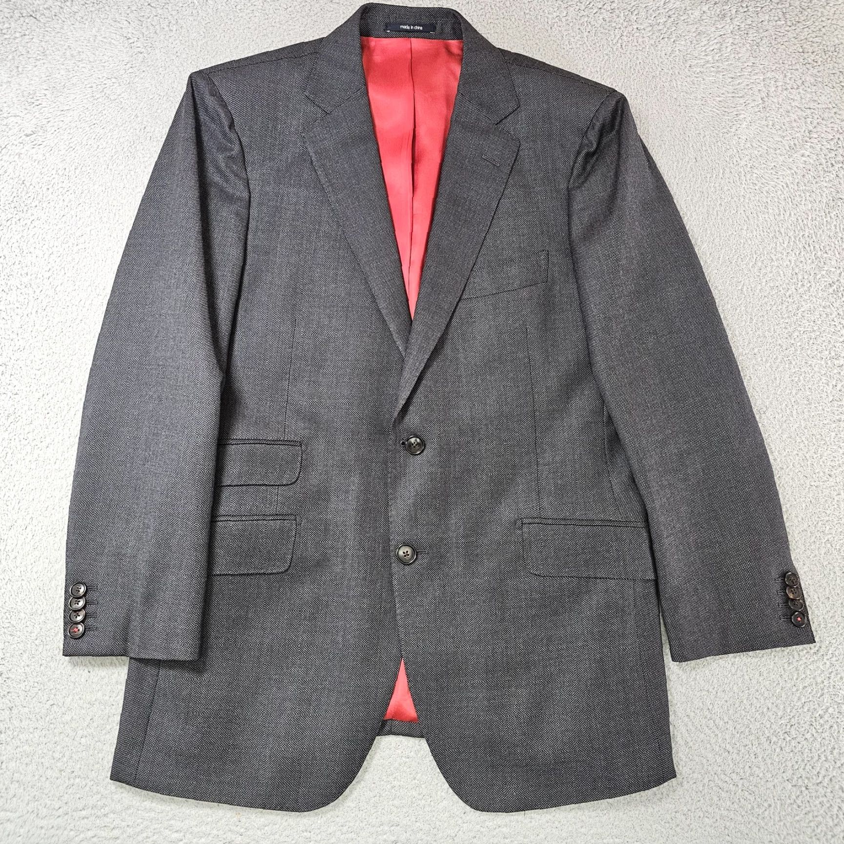 Suitsupply Suitsupply Sienna Blazer Mens 40S Gray Wool Notch Two-Button Front Single-Breasted Geometric Texture Jacket Size 40R - 2 Thumbnail