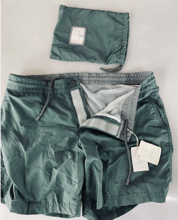 Brunello Cucinelli Brunello Cucinelli 🇮🇹 Dark Emerald Resort Swim Shorts XL NWT Size US 38 / EU 54 - 10 Thumbnail