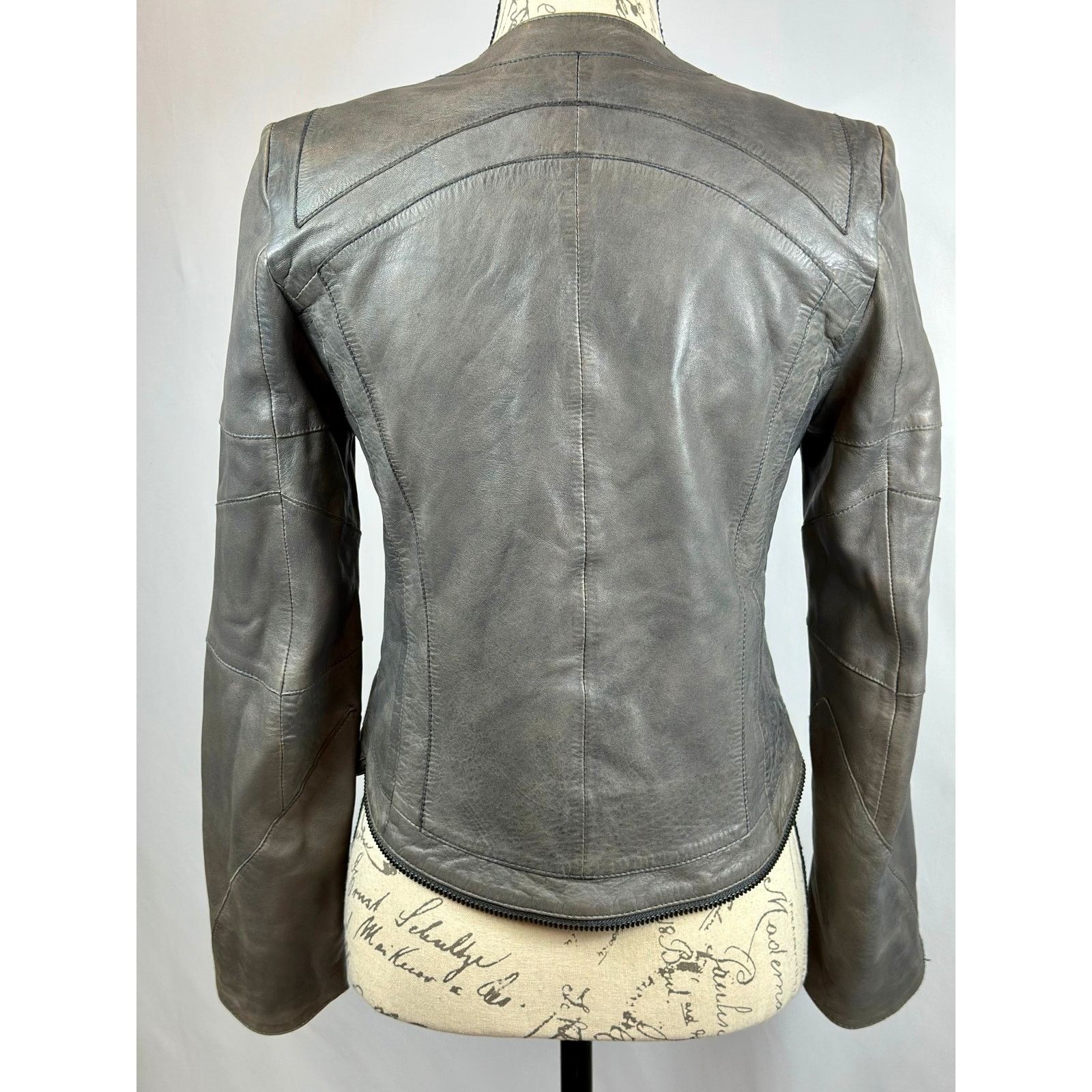 Zadig & Voltaire Zadig & Voltaire Vencia Collarless Lamb Leather Jackt Gray S Size S / US 4 / IT 40 - 12 Thumbnail