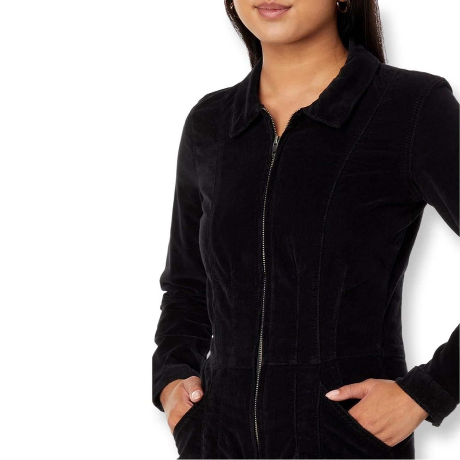 Free People NWT Free People Jayde Cord Black Flare Jumpsuit Size 29" - 5 Thumbnail