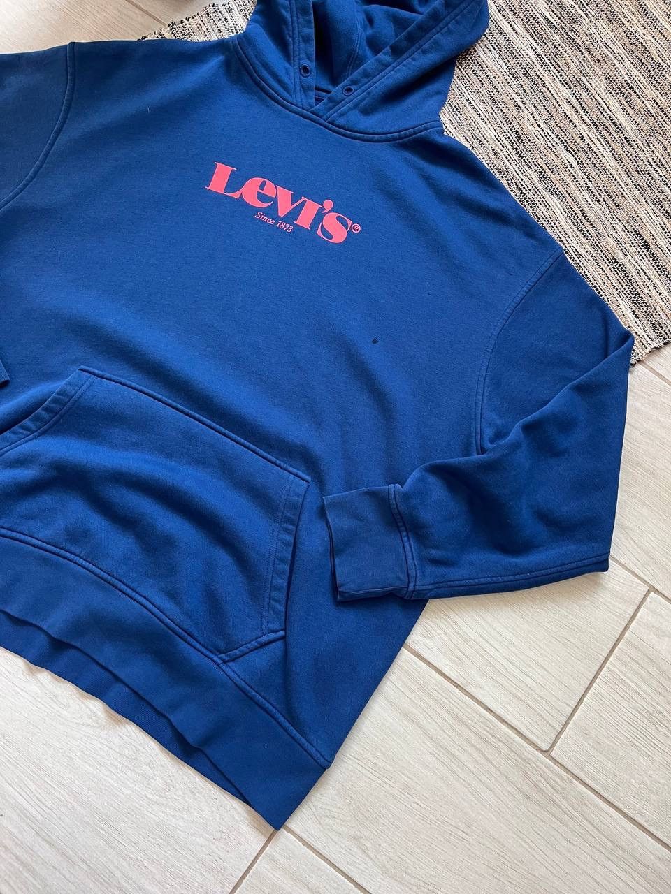 Levi's × Vintage Vintage Levis Hoodie Relaxed Fit Navy minimalistic blank Size US XL / EU 56 / 4 - 4 Thumbnail