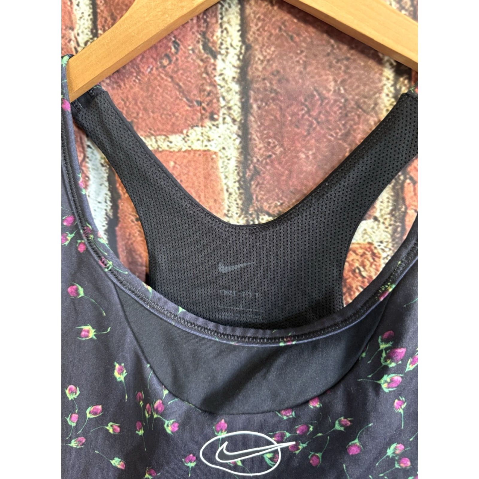 Nike Nike Womens Sports Bra Black Floral Pattern Dri-fit Sleeveless Size L Size ONE SIZE - 3 Thumbnail