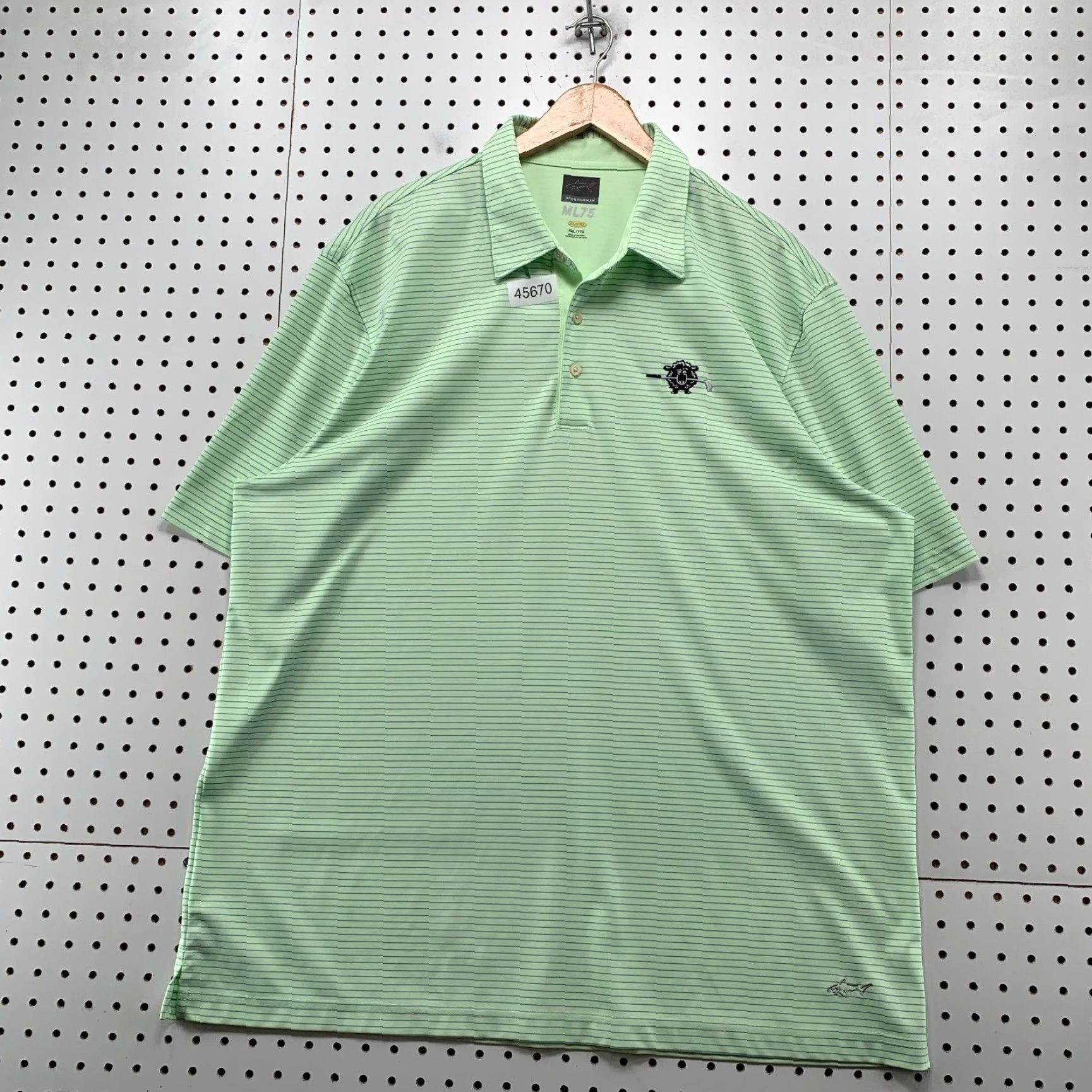 Vintage Greg Norman Black Sheep Golf Club Polo Shirt Mens 2XL Striped Mint Green Button Shirt Golf Polo Mens 2XL Green Striped Size US XXL / EU 58 / 5 - 2 Thumbnail