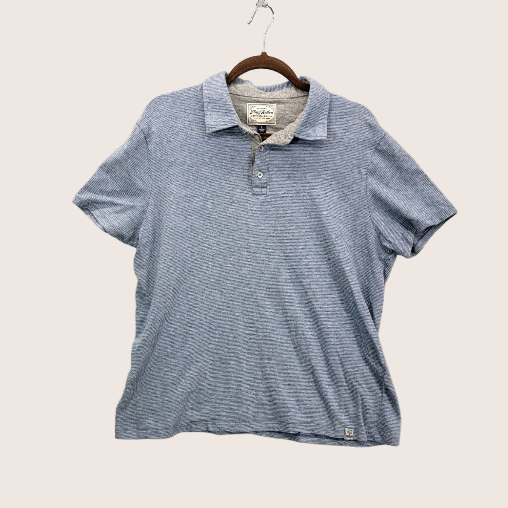Flag & Anthem Flag & Anthem shirt Mens Large Striped Blue Gray Polo Size US L / EU 52-54 / 3 - 1 Thumbnail