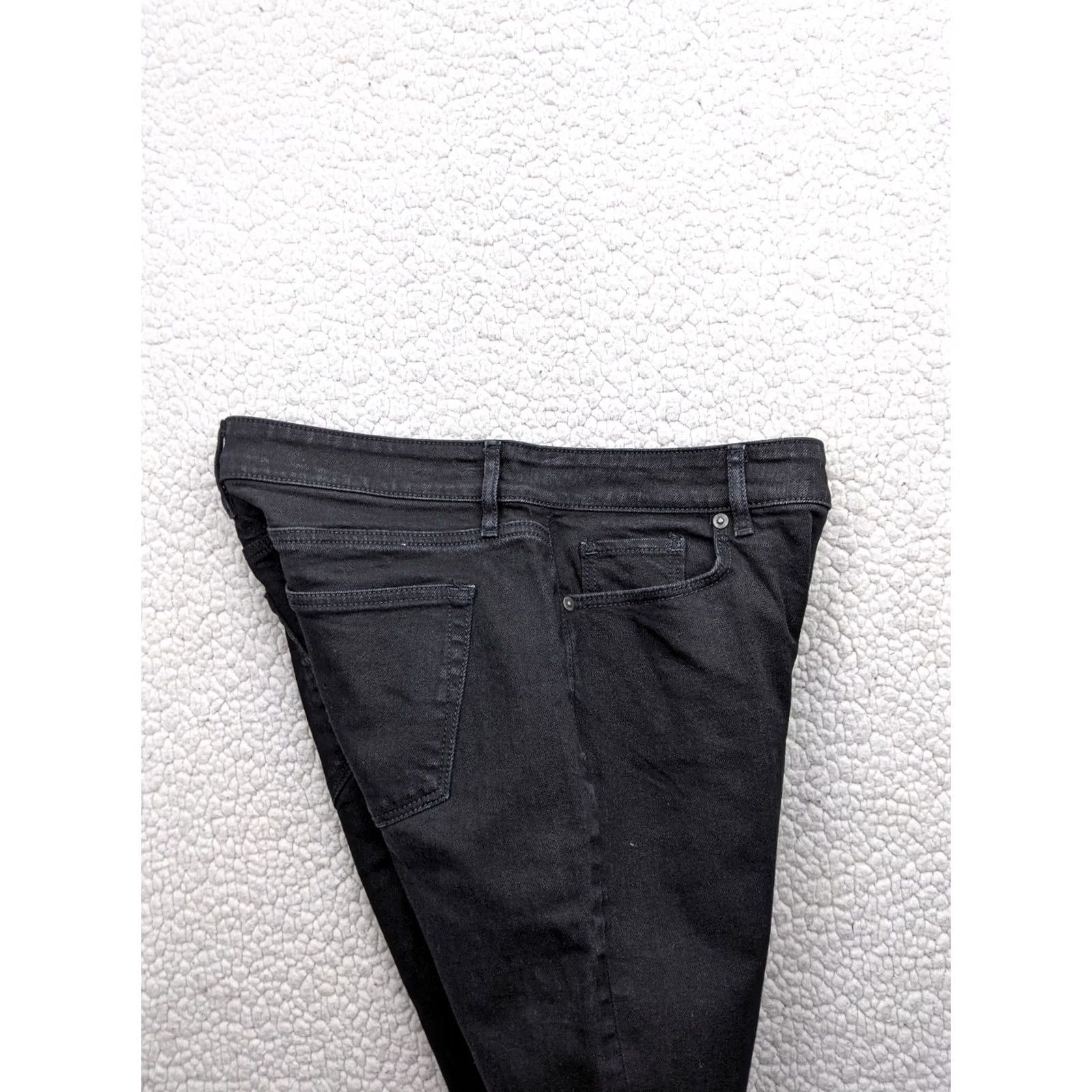 Loft LOFT Curvy Flare Jeans Womens 14 Blue Dark Wash Mid Rise 32 Inseam Zip Fly Stretch Button WAISTLYeah? Size 25" / US 0 / IT 36 - 3 Thumbnail