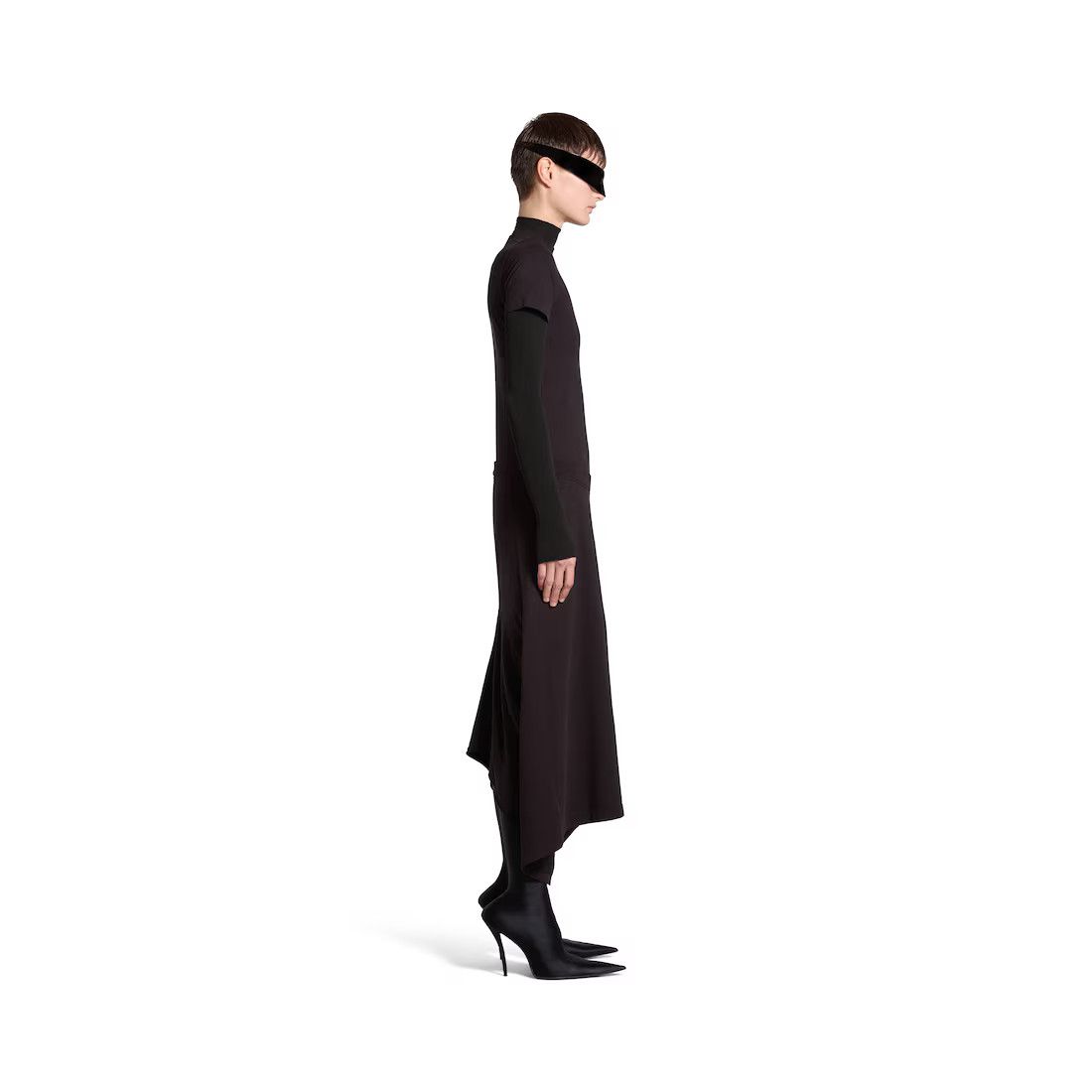 Balenciaga o1mt1gz0125 Patched T-Shirt Dress in Black Size L / US 10 / IT 46 - 6 Thumbnail