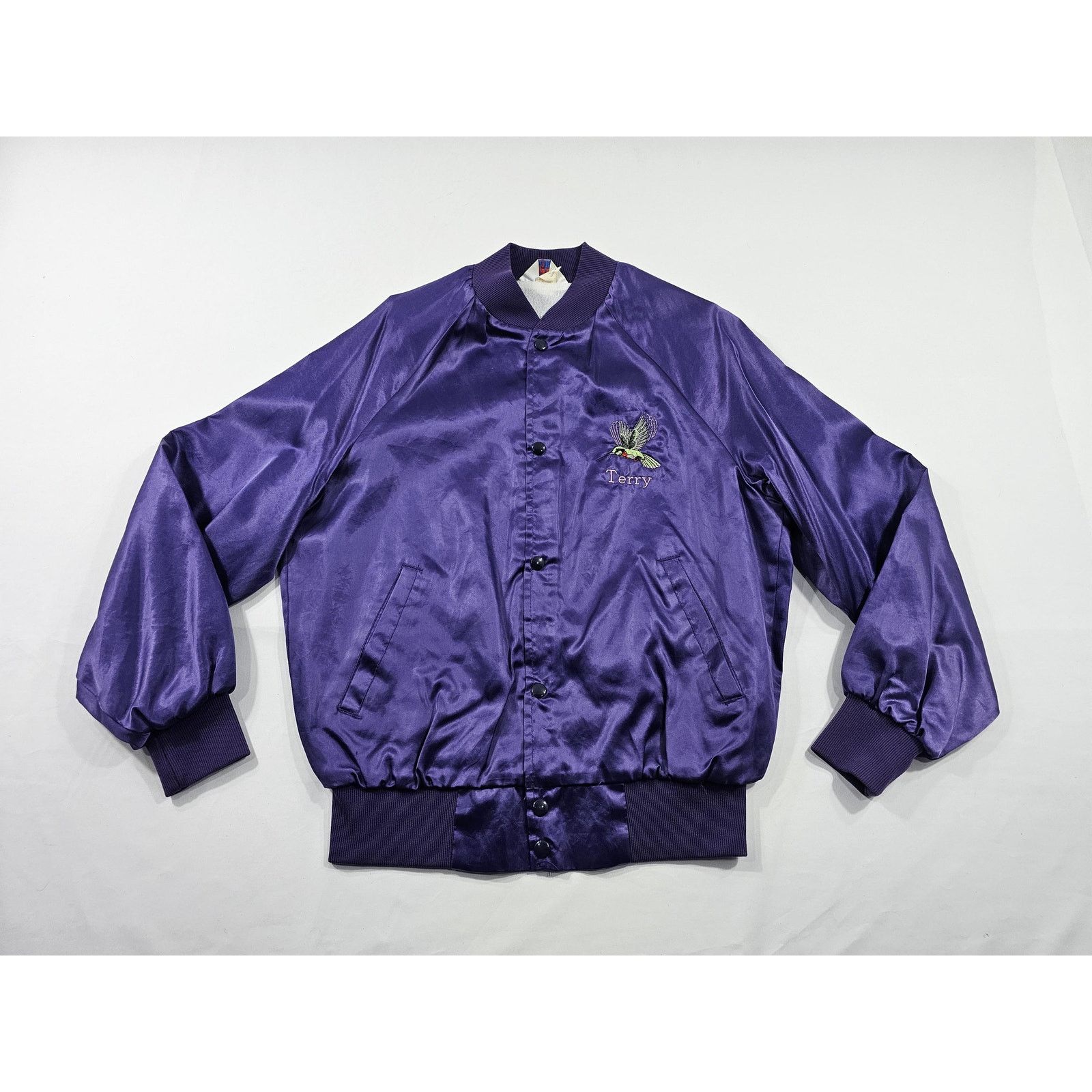 Other Hummingbird and Flower Embroidered Purple Jacket Sz M 1980s Size US M / EU 48-50 / 2 - 2 Thumbnail