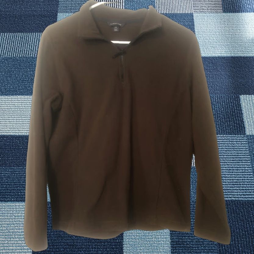 Lands' End Lands' End Women's Brown Fleece 1/4 Zip Pullover Top Long Sleeve Regular Size L Size L / US 10 / IT 46 - 1 Thumbnail