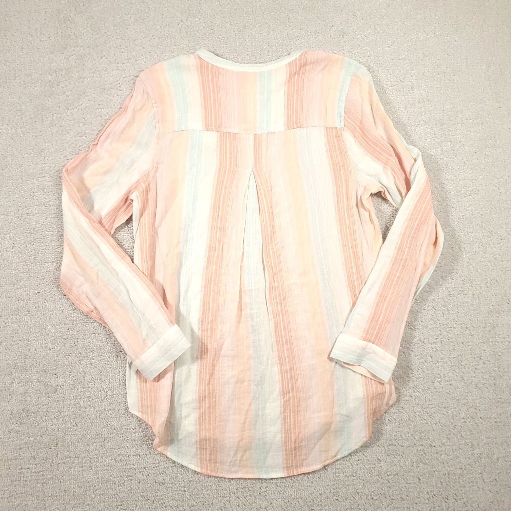 Lucky Brand Lucky Brand Popover Top Striped Roll Tab Long Sleeve Beachy Small Henley Shirt Women XS- Regular? Size S / US 4 / IT 40 - 7 Thumbnail