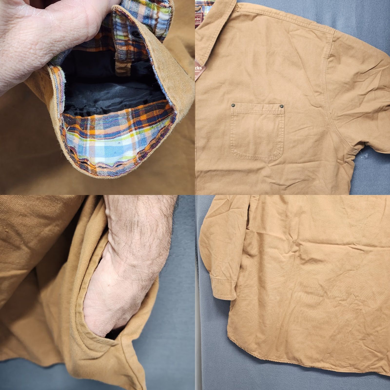 Vintage VINTAGE Cotton Works Shirt Shacket 4X Tan Snap Pockets Lightweight Flannel Lined NEW Men Long Sleeve Button-Up Collared Snap Closure Boys? Size US XXL / EU 58 / 5 - 10 Thumbnail