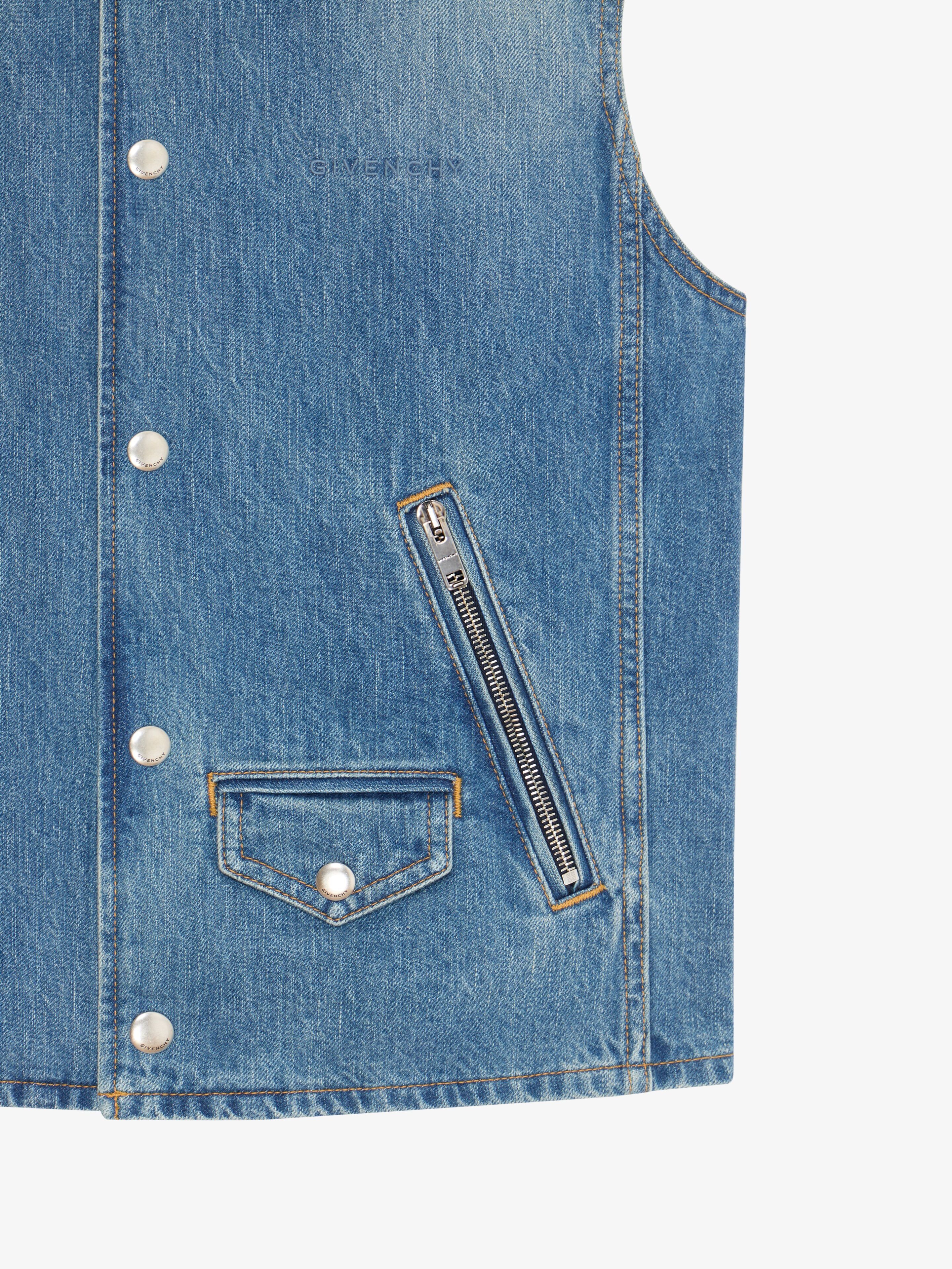 Givenchy o1w1db10325 Sleeveless Denim Vest in Denim Blue Size US XS / EU 42 / 0 - 3 Thumbnail
