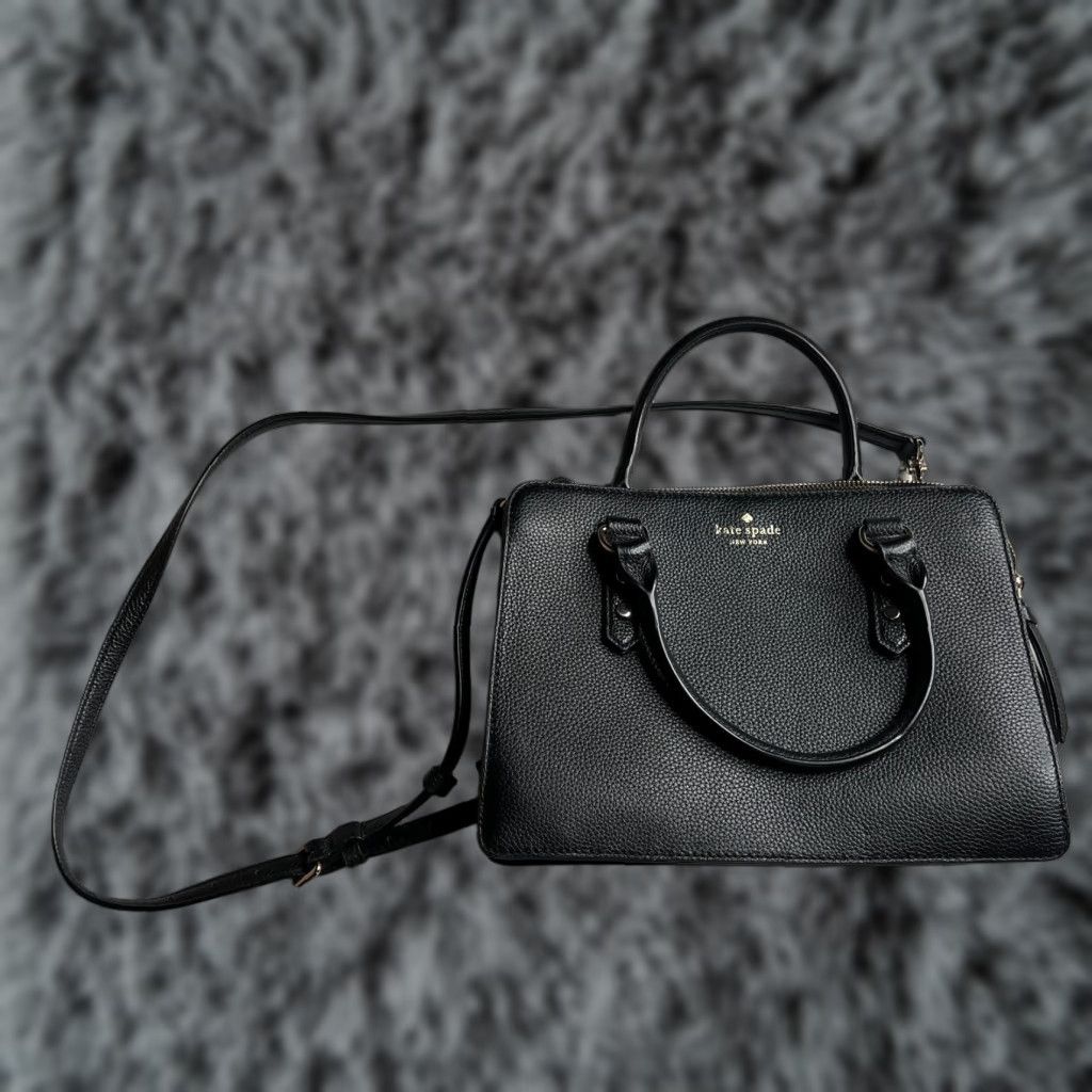 Vintage kate spade new york Black Pebbled Leather Satchel Crossbody Bag Purse Handbag Size ONE SIZE - 1 Thumbnail