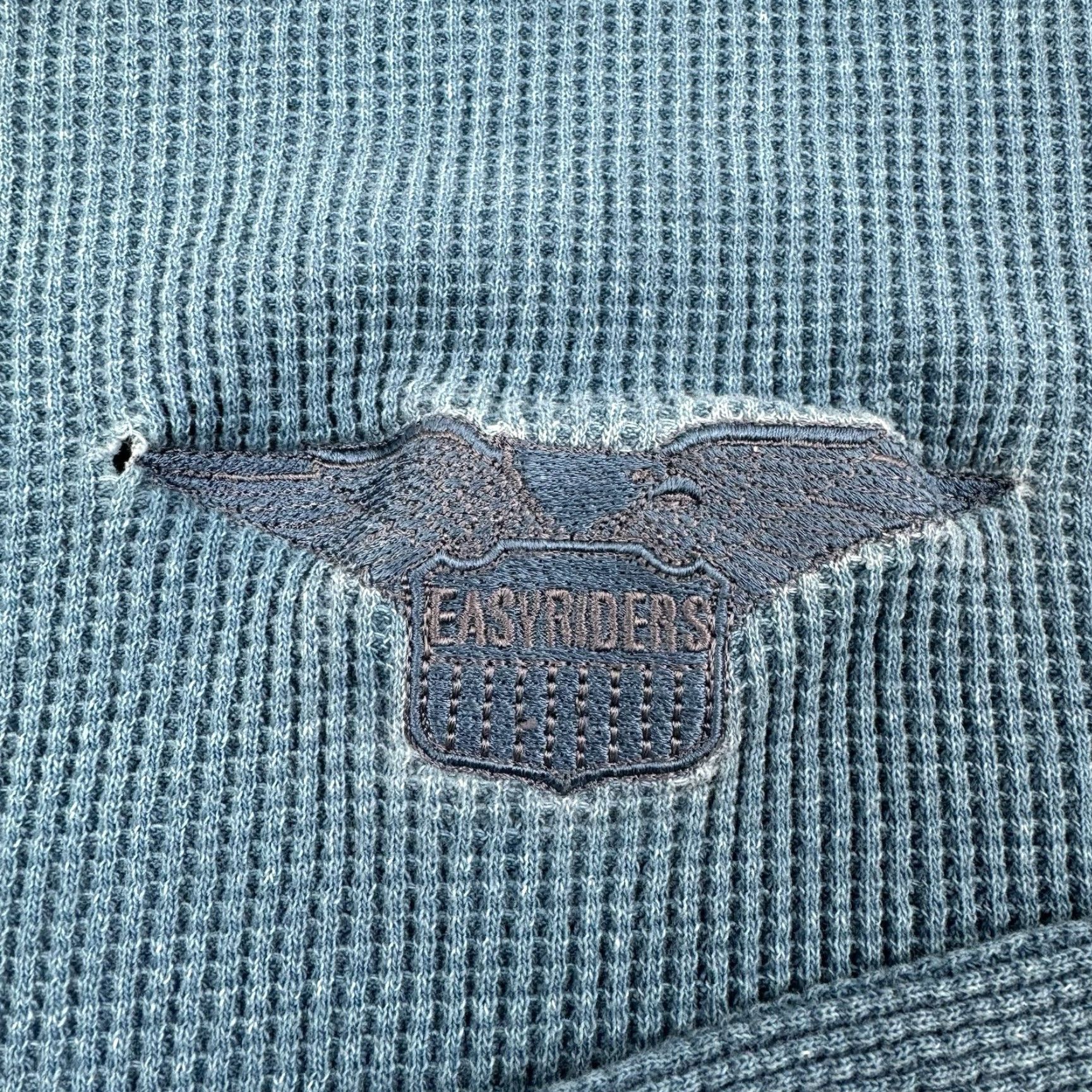 Vintage VINTAGE Easy Riders Thermal Shirt Men Large Blue 90s Biker Punk Hipster Crew Neck Long Sleeve Size US L / EU 52-54 / 3 - 2 Thumbnail