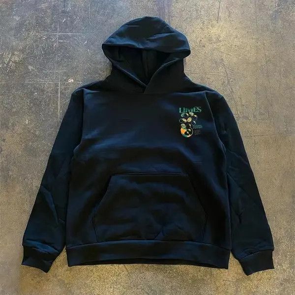VIBE Black retro LIMES printed hooded sweatshirt Size US L / EU 52-54 / 3 - 2 Thumbnail