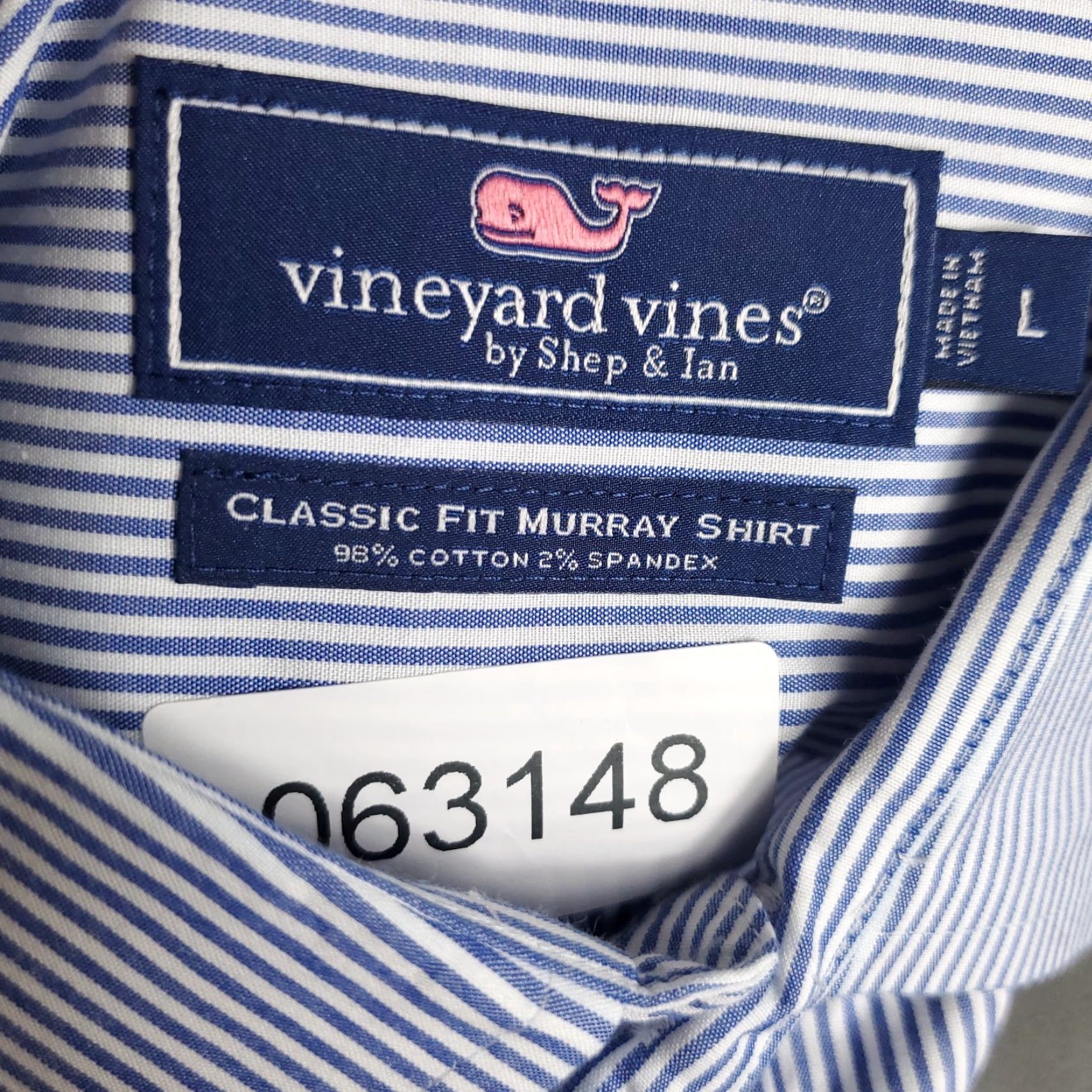 Vineyard Vines VINEYARD VINES Button-Up Shirt Mens Large Blue Striped Classic Fit Long Sleeve Size US L / EU 52-54 / 3 - 7 Thumbnail