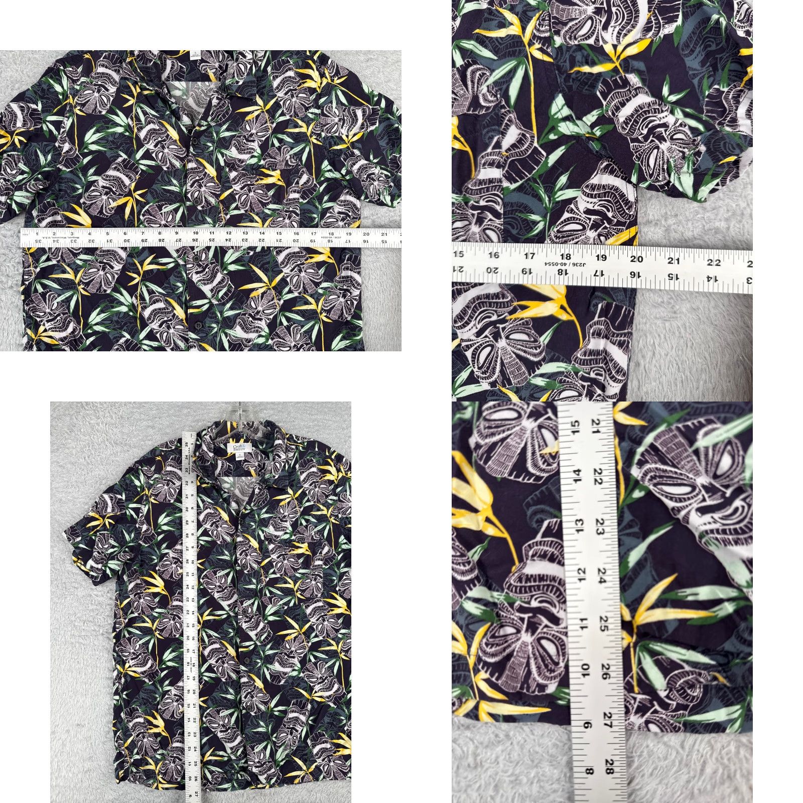 Croft & Barrow Croft Barrow Shirt Men Small Blue Tiki Leaf Hawaiian Button Up Rayon Blend Size US S / EU 44-46 / 1 - 8 Thumbnail