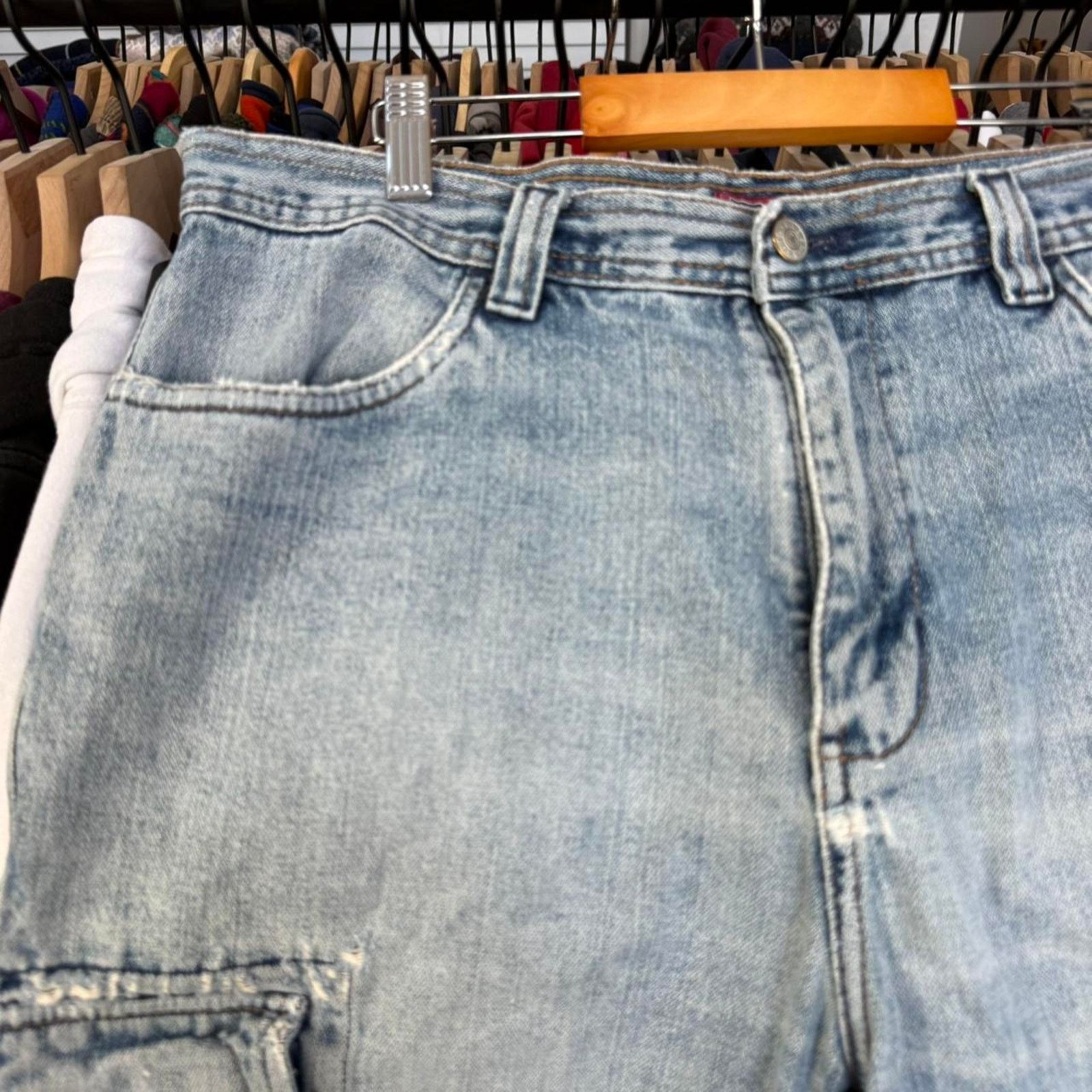 Faded Glory Vintage Distressed Faded Glory Cargo Denim Shorts Faded Size US 35 - 2 Thumbnail