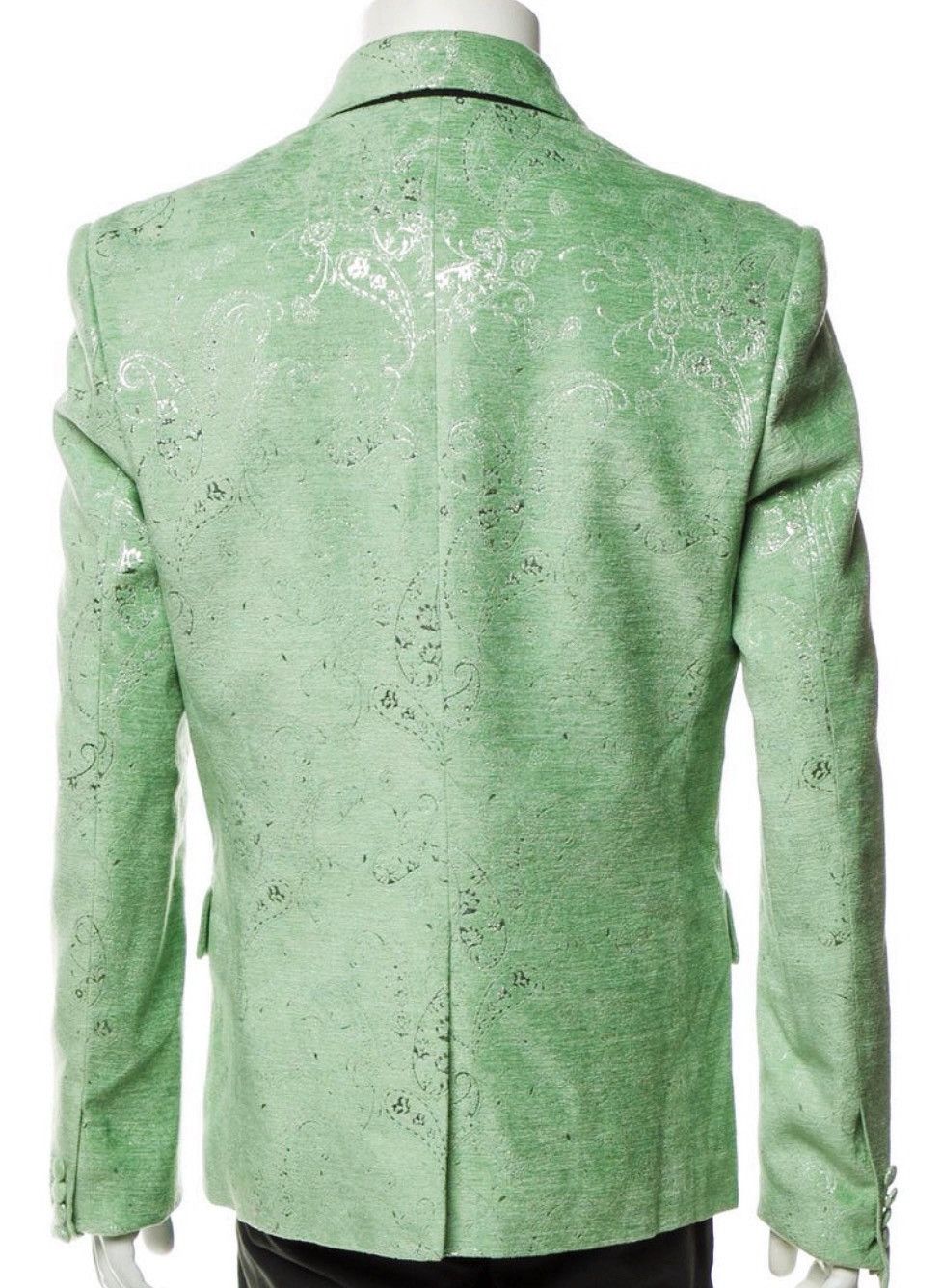 Amiri AMIRI PALE LIME VELVET JACQUARD PAISLEY LUREX TUXEDO JACKET Size 50R - 3 Thumbnail