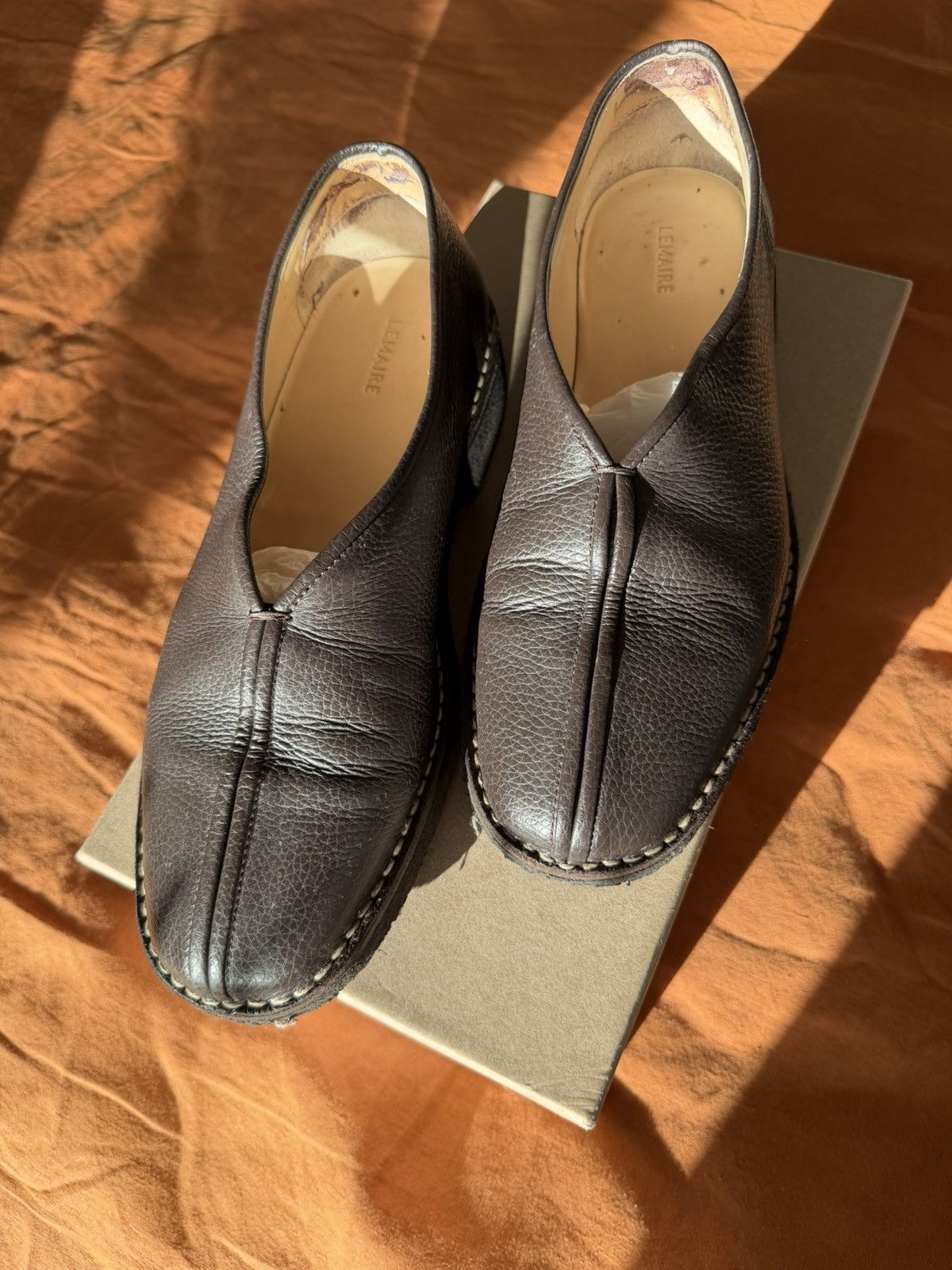Lemaire Lemaire Dark Brown Crepe Loafers US8.5 Size US 8.5 / EU 41-42 - 1 Thumbnail