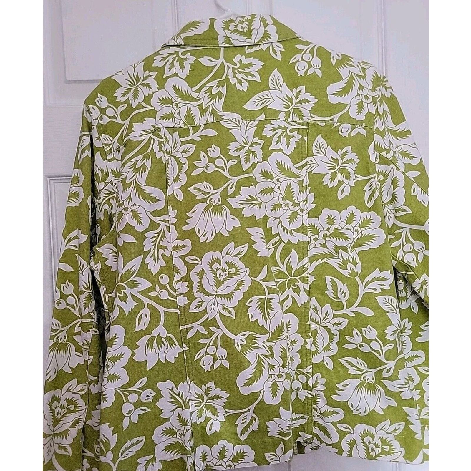 Coldwater Creek Coldwater Creek Women LG Green Floral Button Cotton Jacket Size L / US 10 / IT 46 - 5 Thumbnail