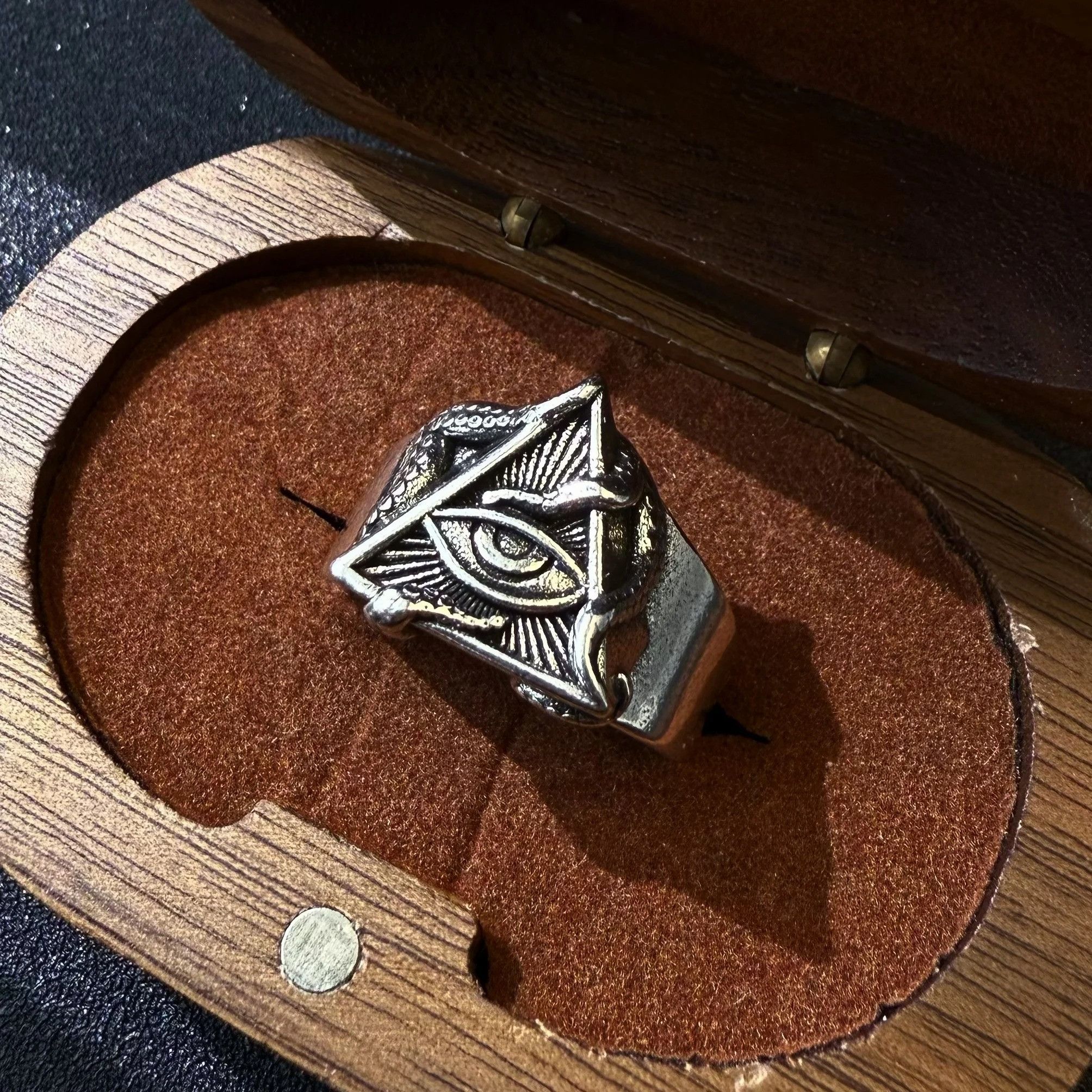 Vintage Retro Eye of Providence Adjustable Open Ring Size ONE SIZE - 1 Thumbnail