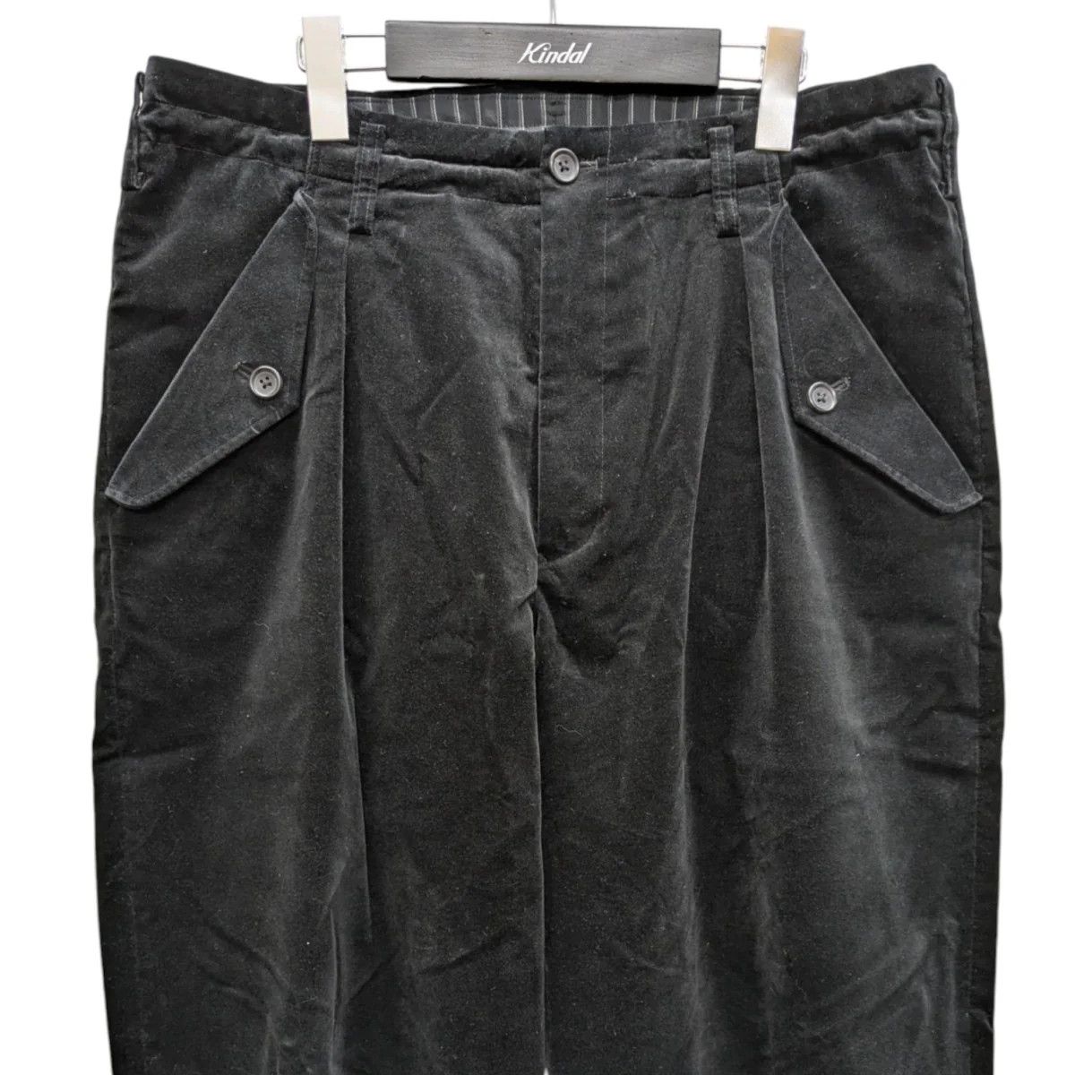Yohji Yamamoto Yohji Yamamoto pour homme 24AW 50C VELVET TUCK PANTS Size US 35 - 2 Thumbnail