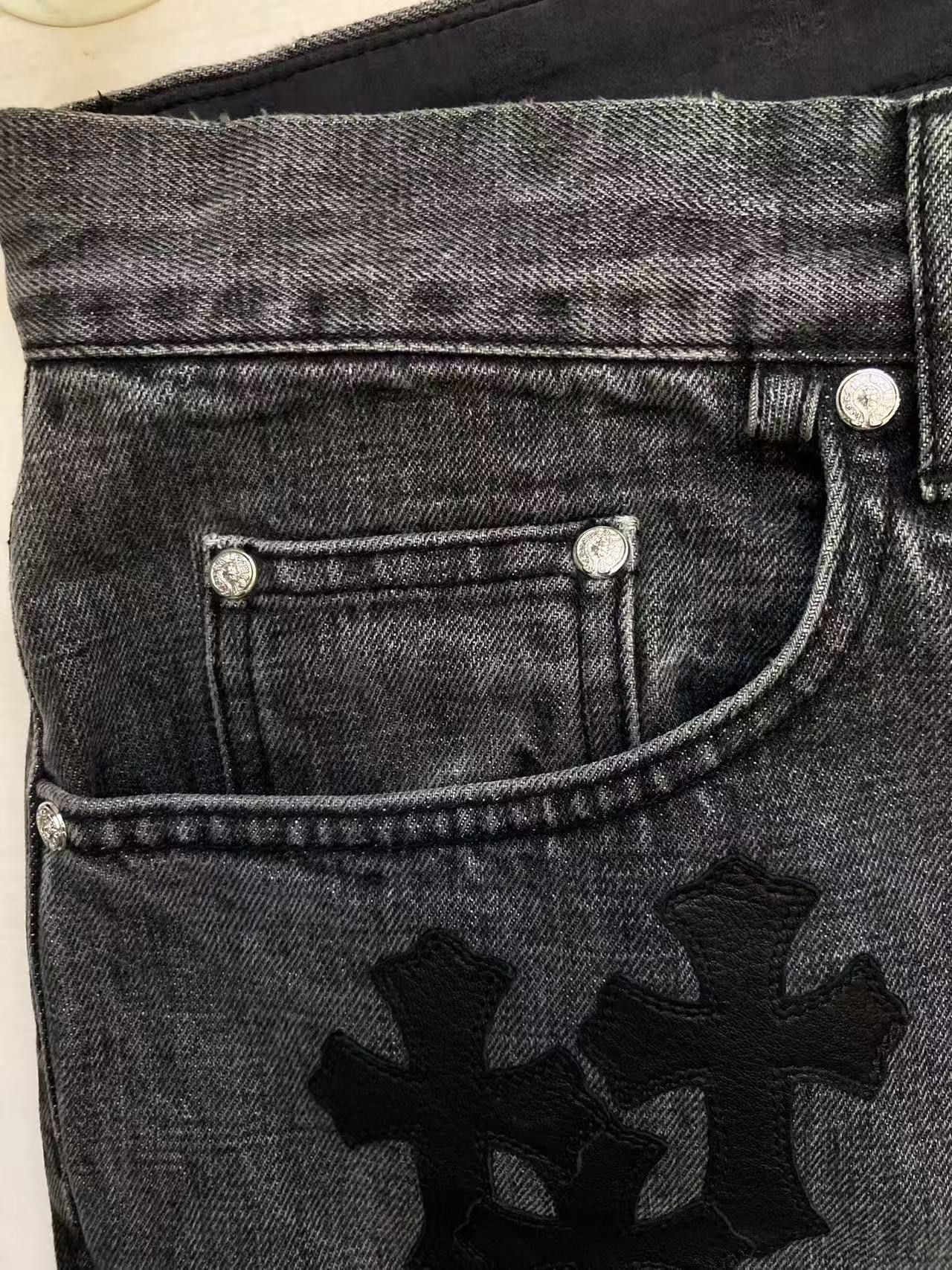 Chrome Hearts Chrome Hearts Black & White Cross Patch Flame Knee Jeans Size 38" / US 16 / IT 52 - 4 Thumbnail