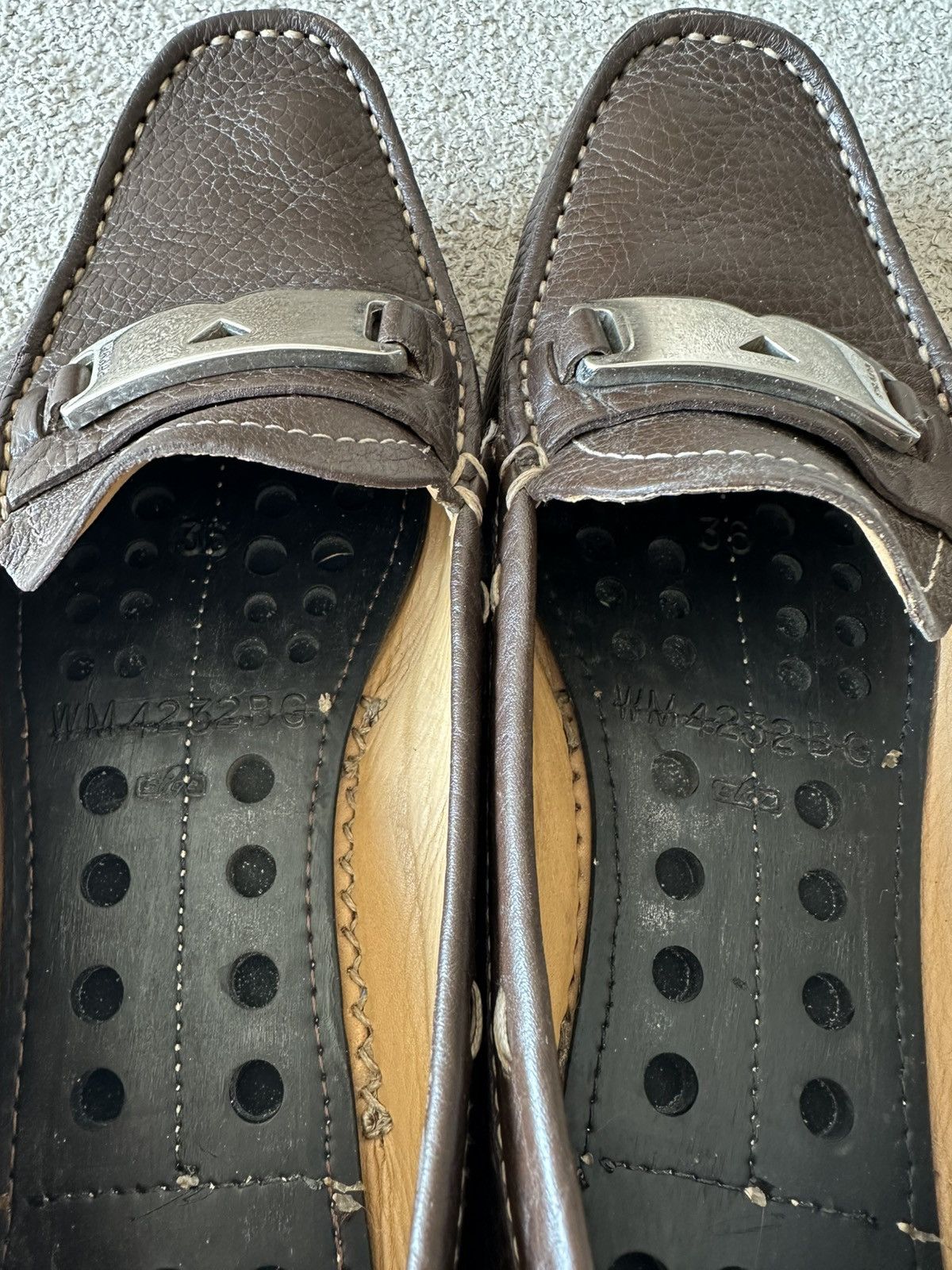 Prada Luxury Vintage Prada leather brown loafers moccasins women Size US 6 / IT 36 - 9 Thumbnail