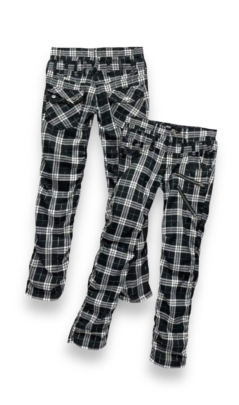 Japanese Brand ⚡️🔥NYLAUS Punk Gothic Tartan Bondage Zippers Double Waist Size US 29 - 2 Thumbnail