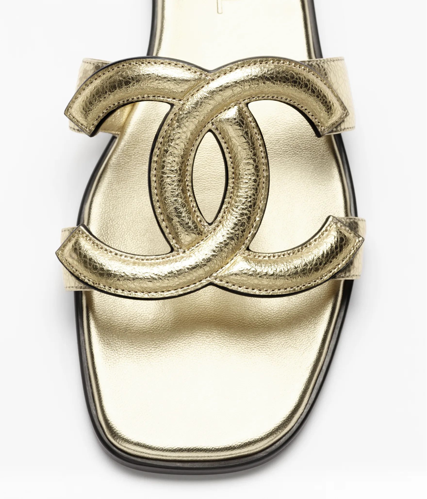 Chanel 26S Golden Leather XL CC Logo Mule Slide Flat Sandal 40 Size US 10 / IT 40 - 14 Thumbnail