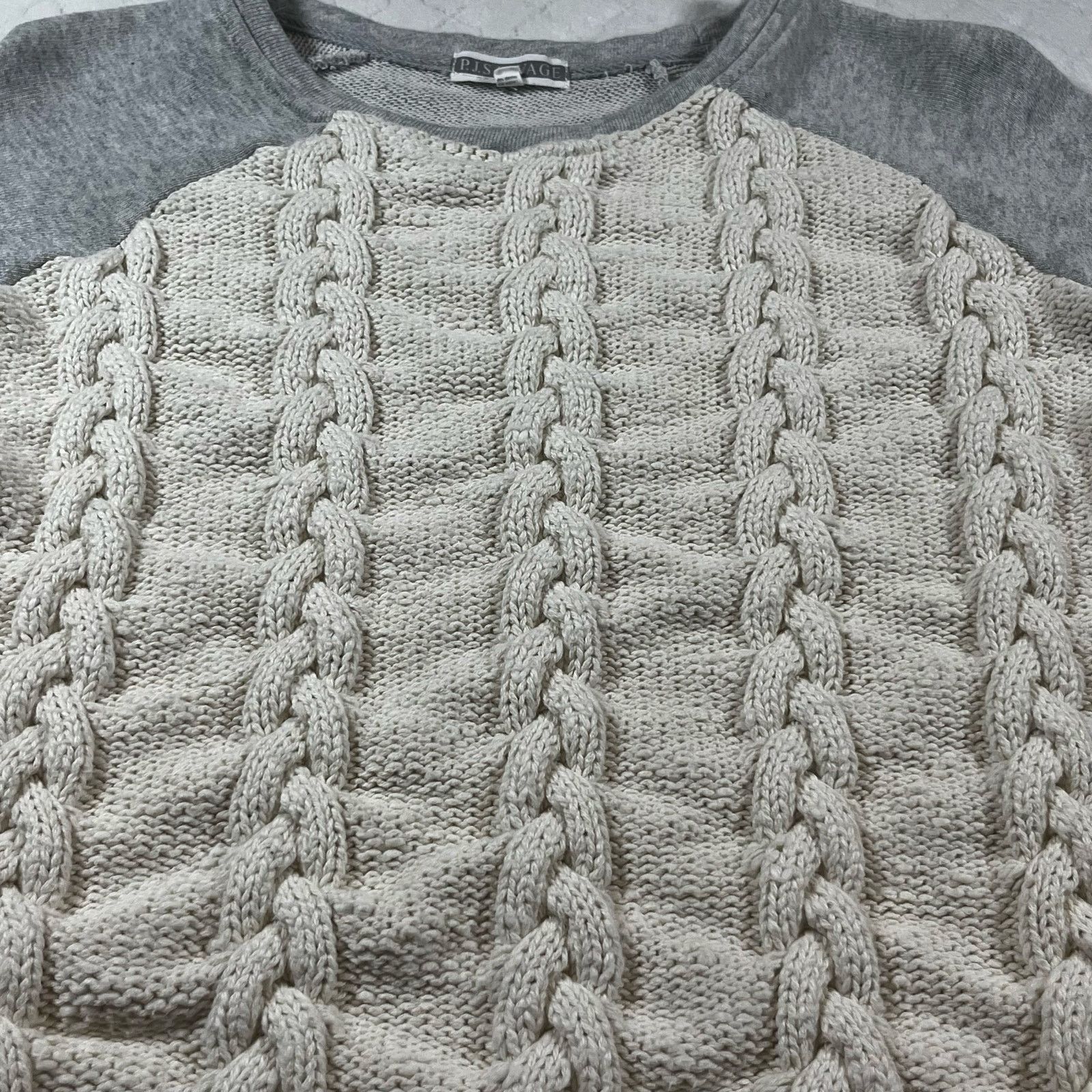 Other P.J. Salvage Sweater Sweatshirt Cable Knit Gray Cream Size S / US 4 / IT 40 - 3 Thumbnail