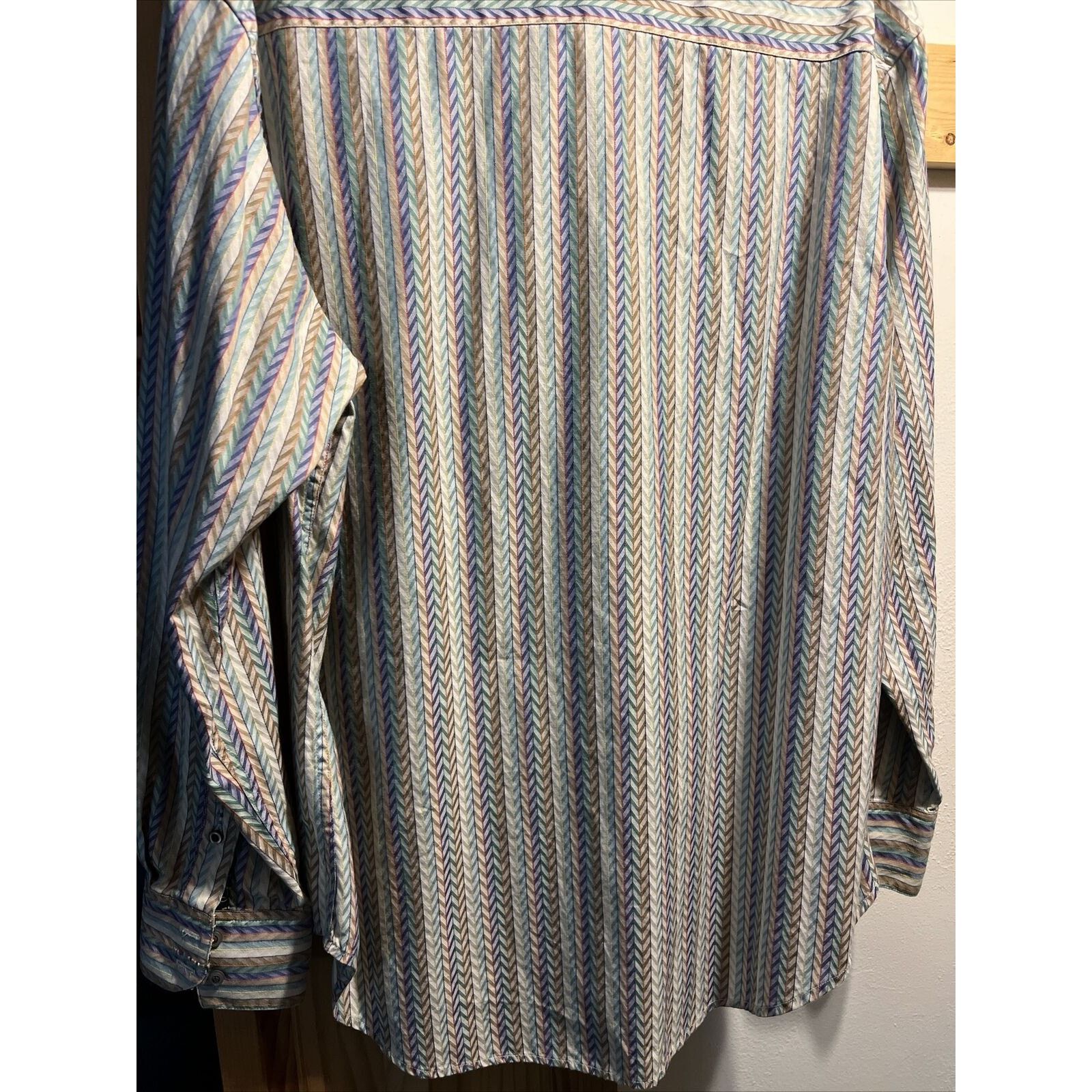 Robert Graham Robert Graham Men L Multicolor Stripe LS Button Cotton Shirt Size US L / EU 52-54 / 3 - 14 Thumbnail
