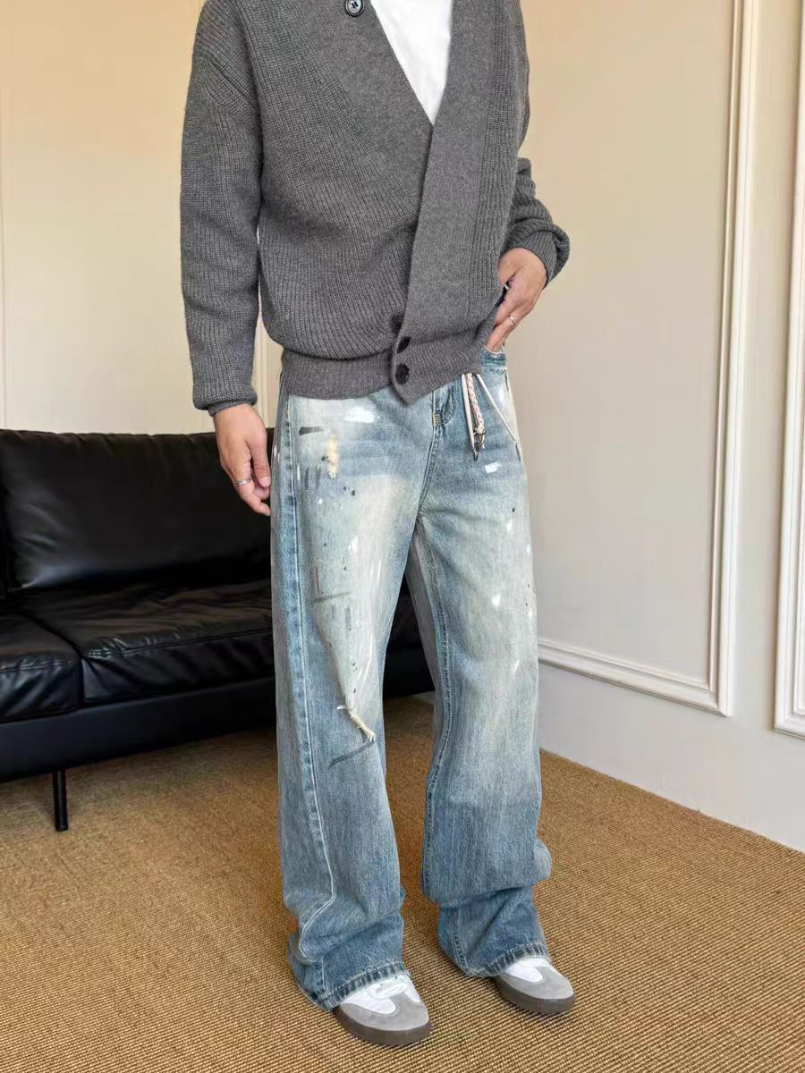 Japanese Brand × Jean Street distressed washed baggy micro flare Y2K jeans Size US 30 / EU 46 - 1 Thumbnail