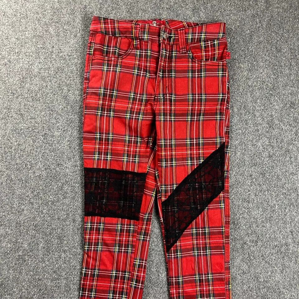 Other Royal Bones Juniors 5 Plaid Red Skinny Casual Cotton Blend Size 26" / US 2 / IT 38 - 2 Thumbnail