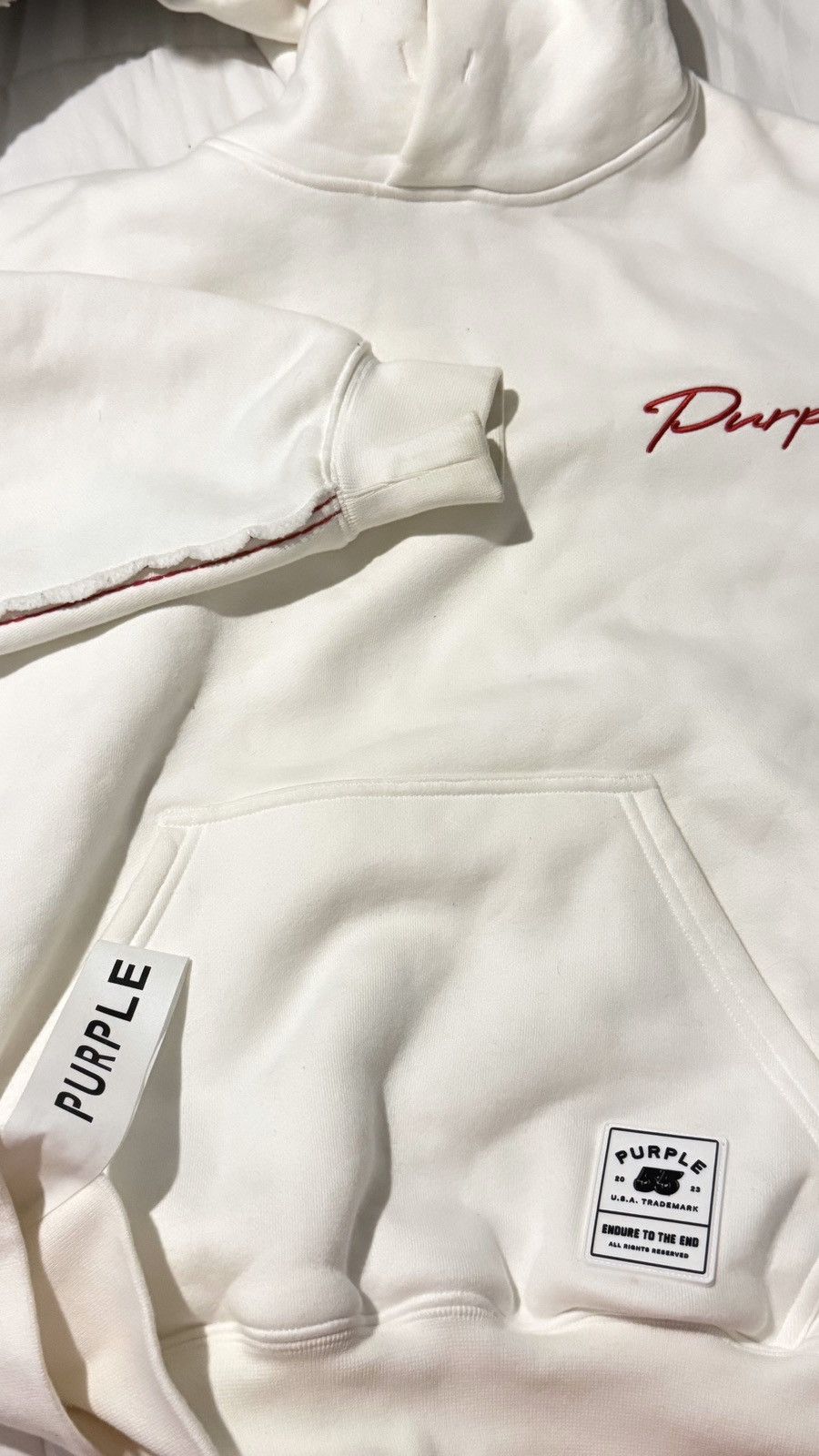 Purple Brand white hoodie with red outline Size US L / EU 52-54 / 3 - 1 Thumbnail
