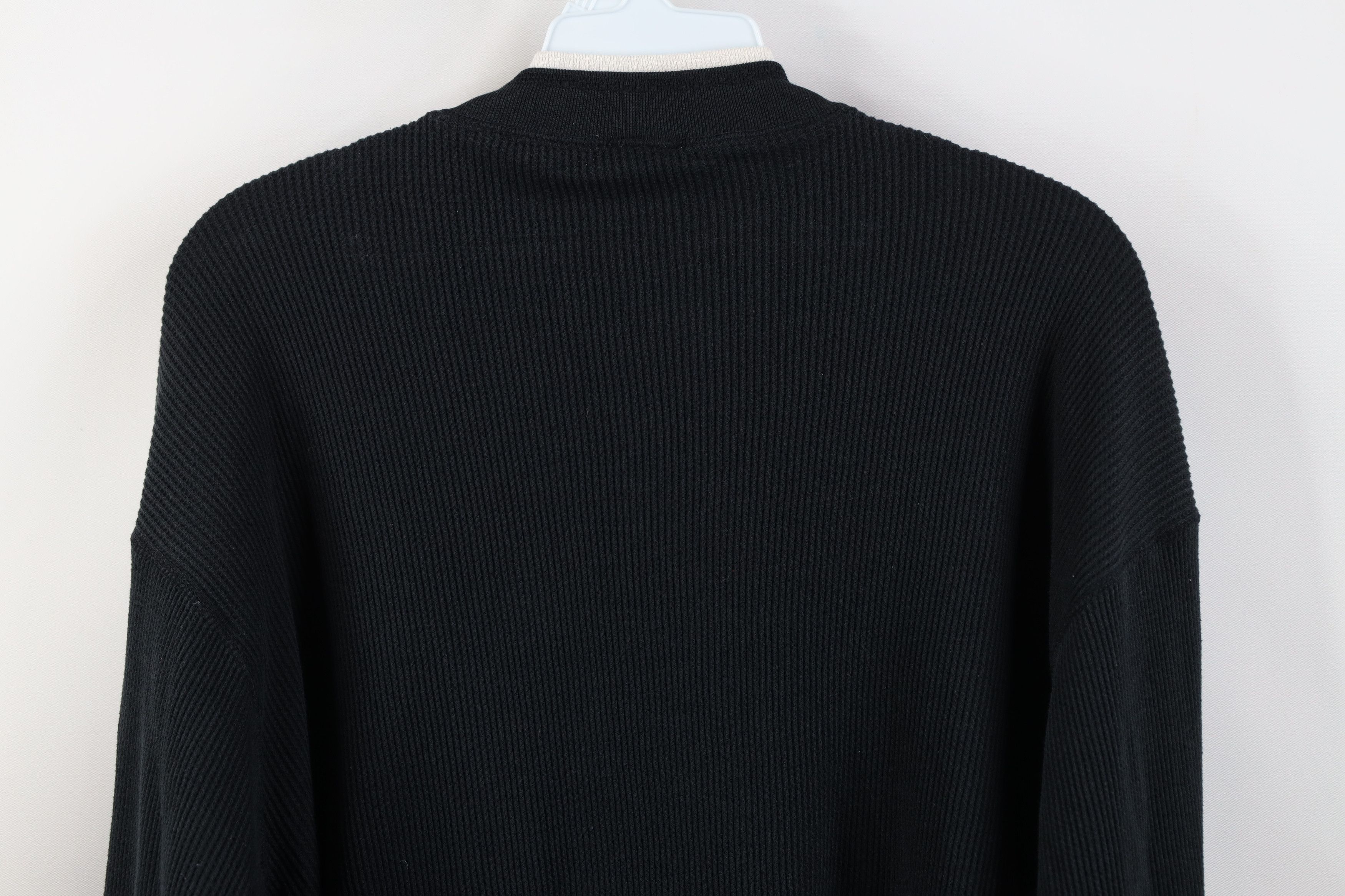 Vintage Vintage 90s Streetwear Waffle Knit Henley T-Shirt Black Size L / US 10 / IT 46 - 14 Thumbnail