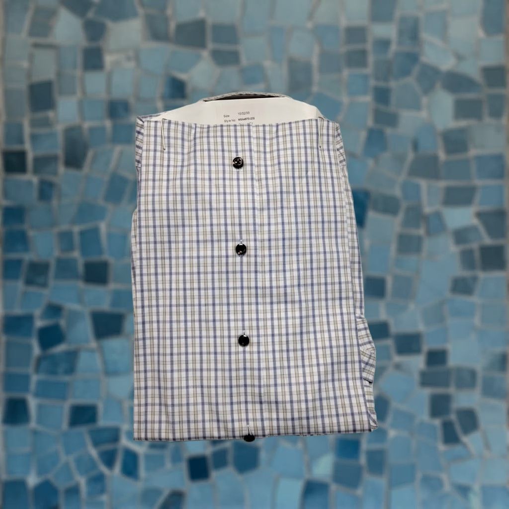 Hagen Carmel Shirt Mens Medium Blue Tan Tattersall Check Button Dress Regular Long Sleeve Cotton New, Men's (Size 40r)